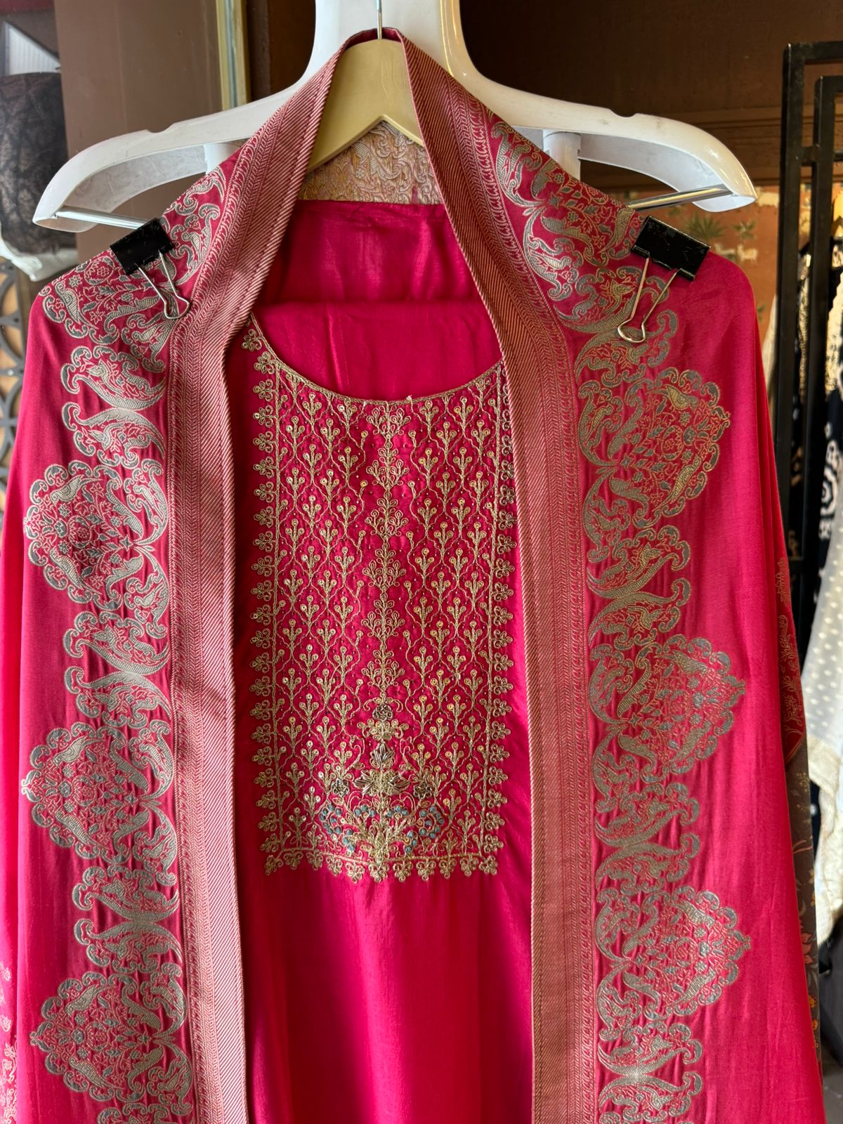 Pure Silk Shirt with designer Dori Neckwork done