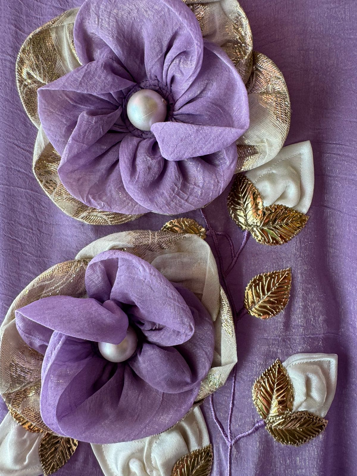 Crushed tissue unstitched kurta with 3D Floral design