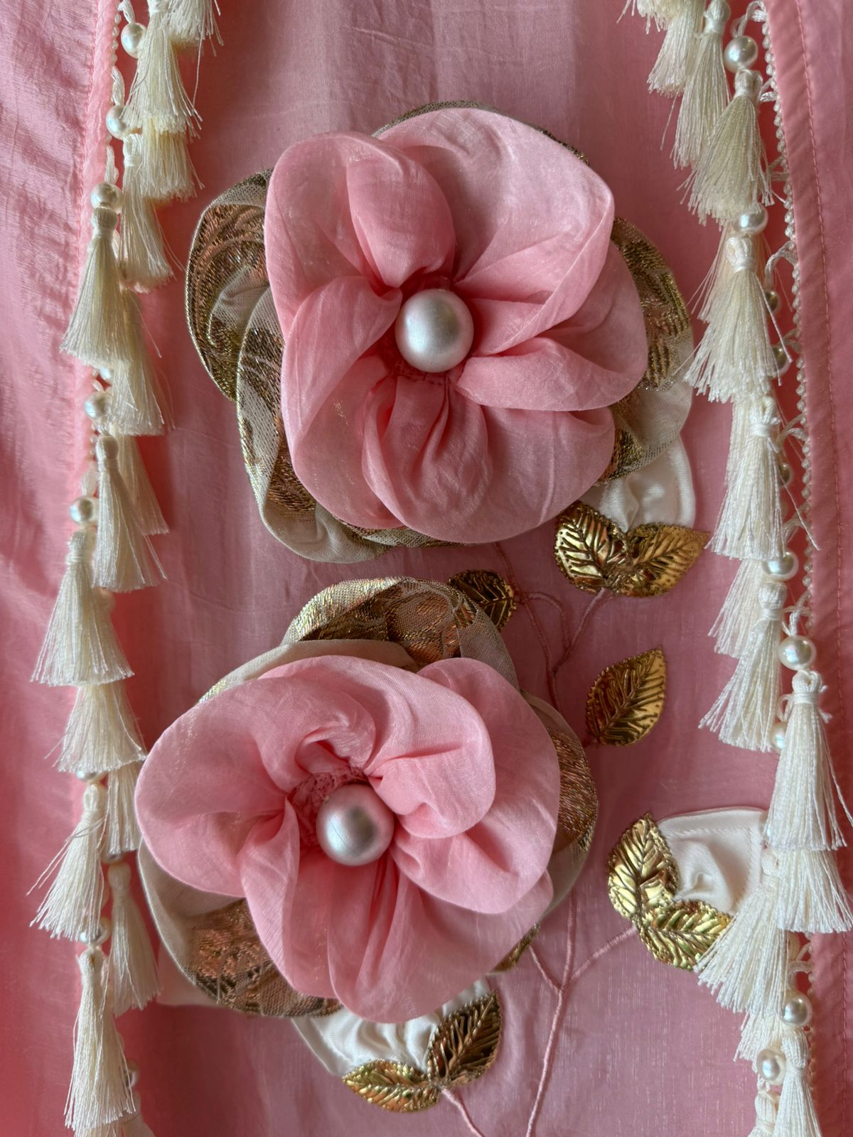 Crushed tissue unstitched kurta with 3D Floral design