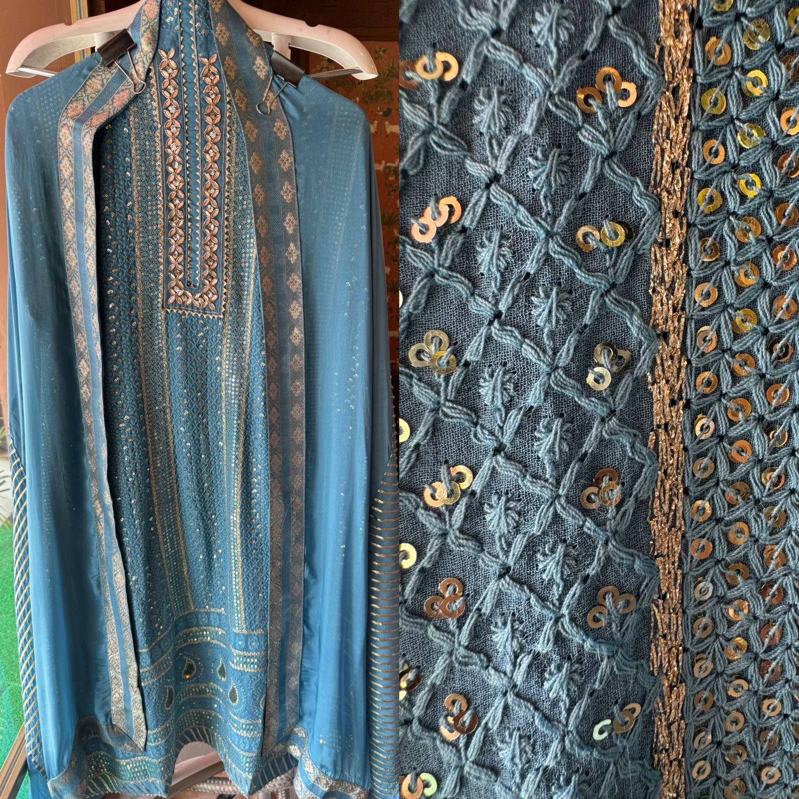 Soft and pure Georgette lakhnavi embroidered shirt