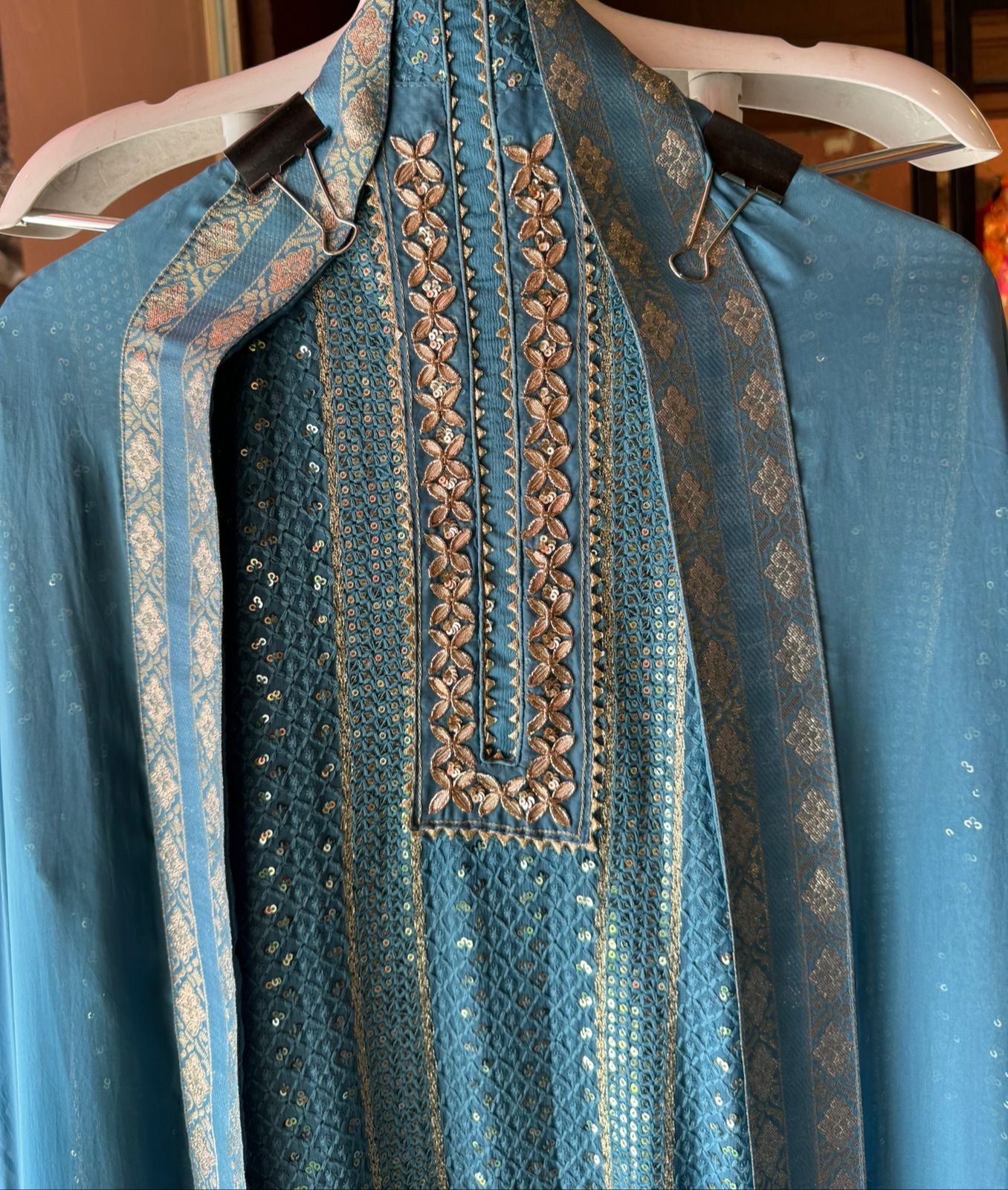 Soft and pure Georgette lakhnavi embroidered shirt