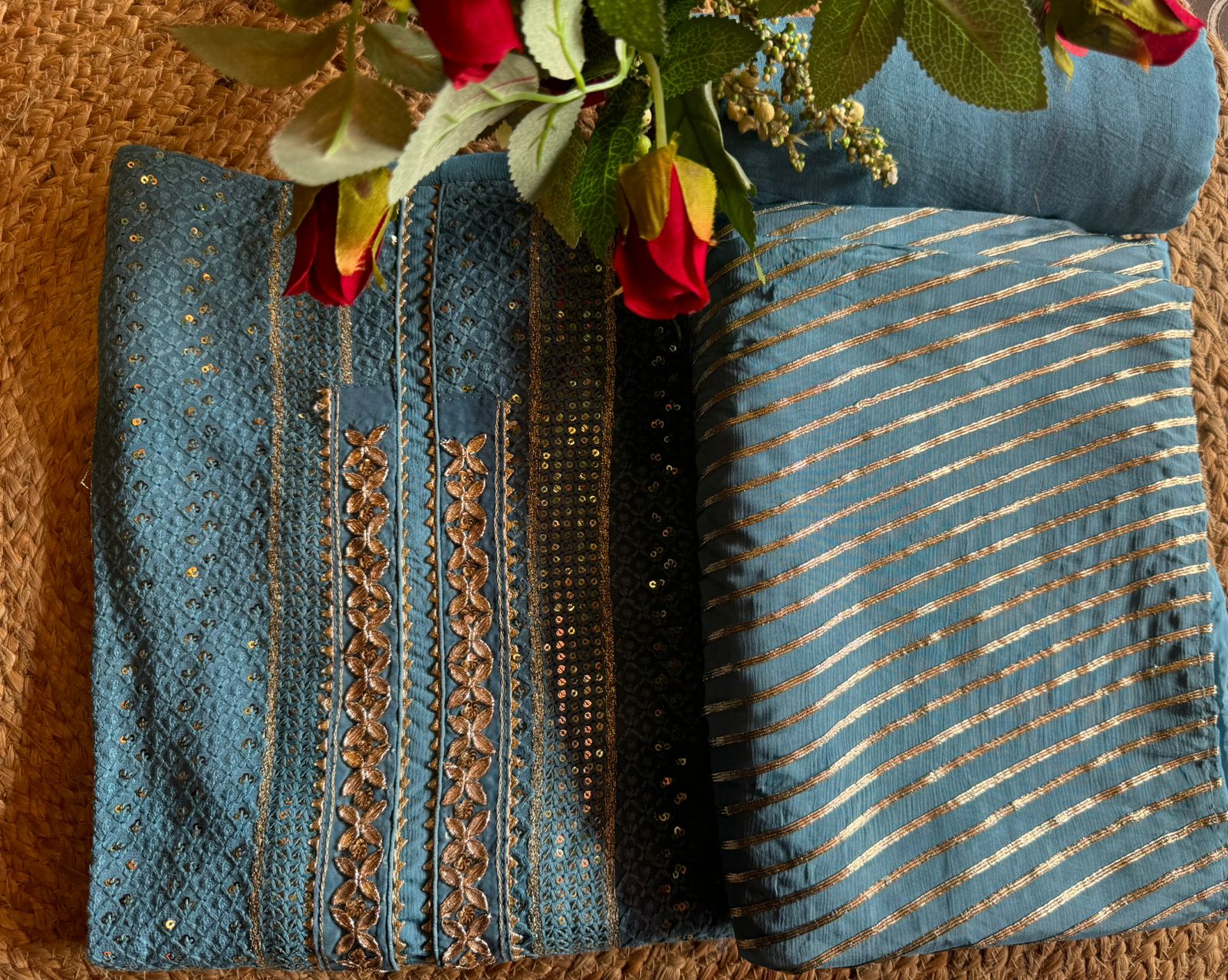 Soft and pure Georgette lakhnavi embroidered shirt