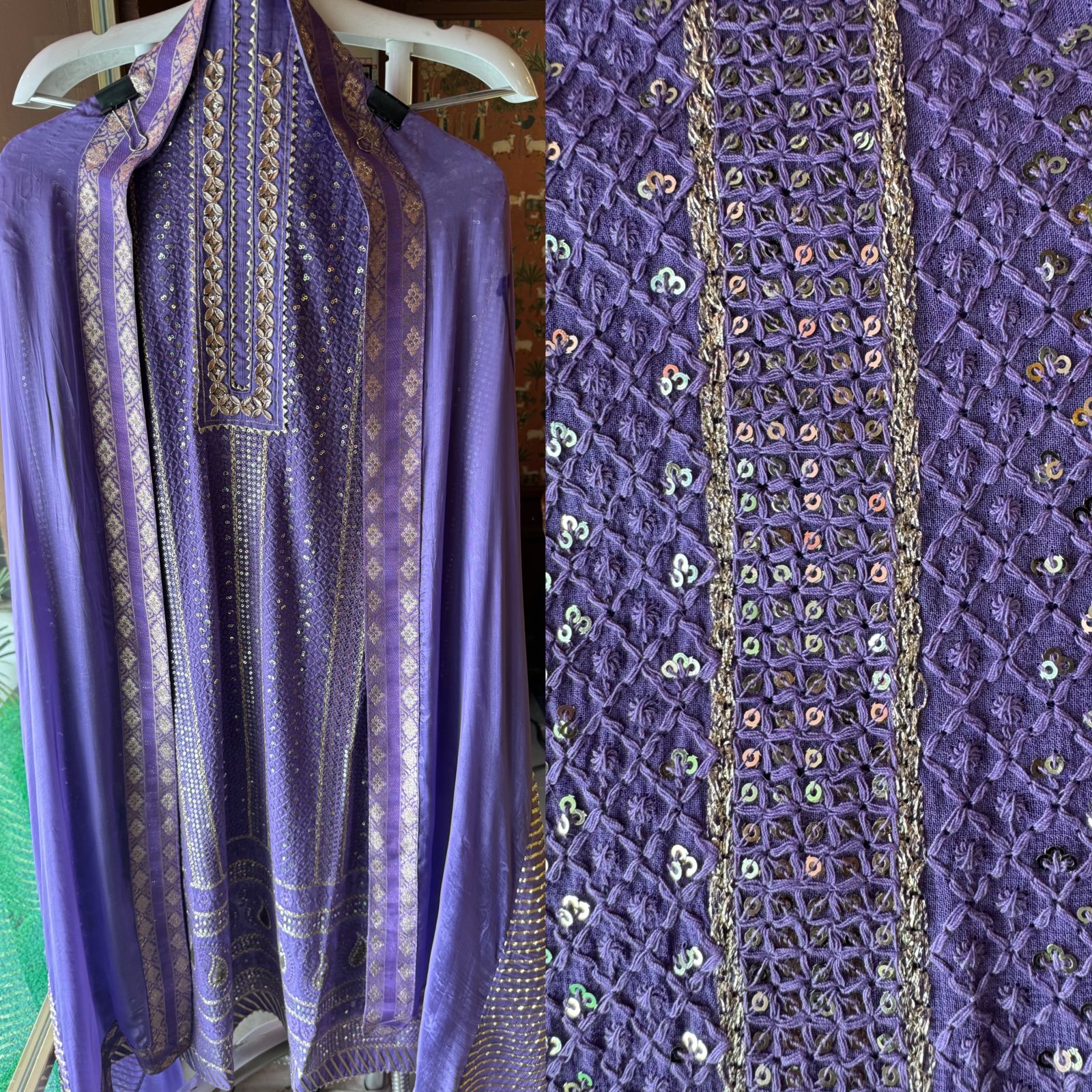 Soft and pure Georgette lakhnavi embroidered shirt