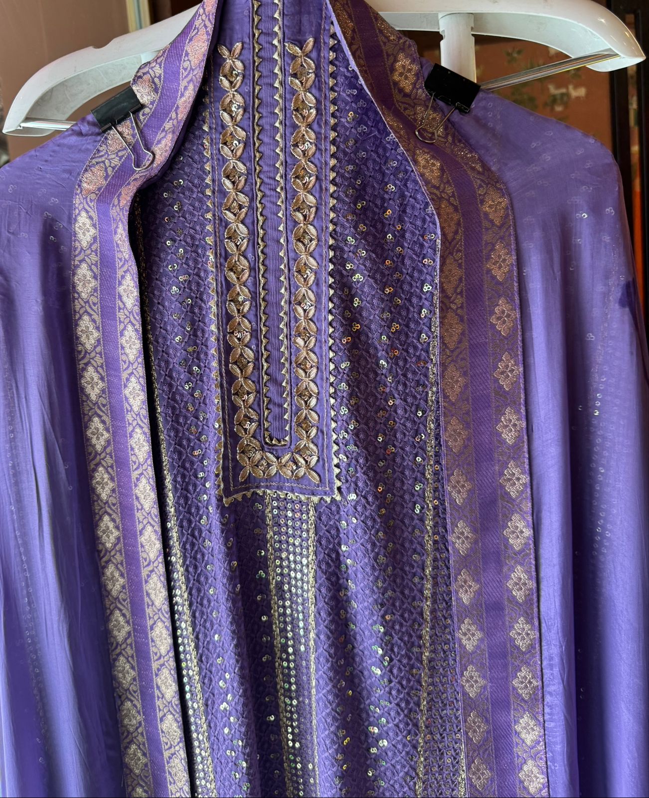 Soft and pure Georgette lakhnavi embroidered shirt