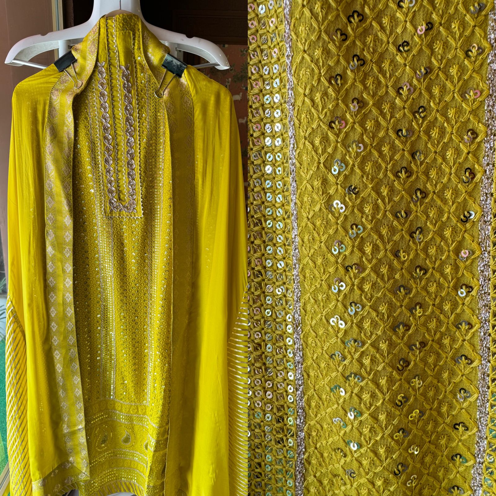 Soft and pure Georgette lakhnavi embroidered shirt