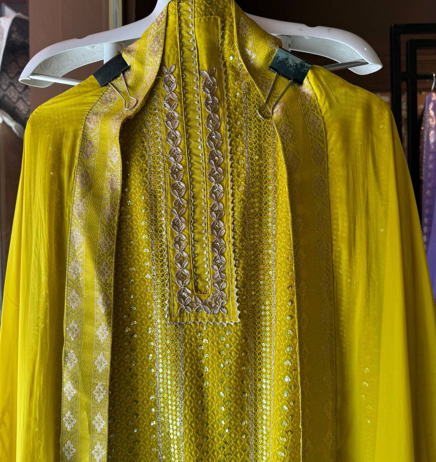 Soft and pure Georgette lakhnavi embroidered shirt