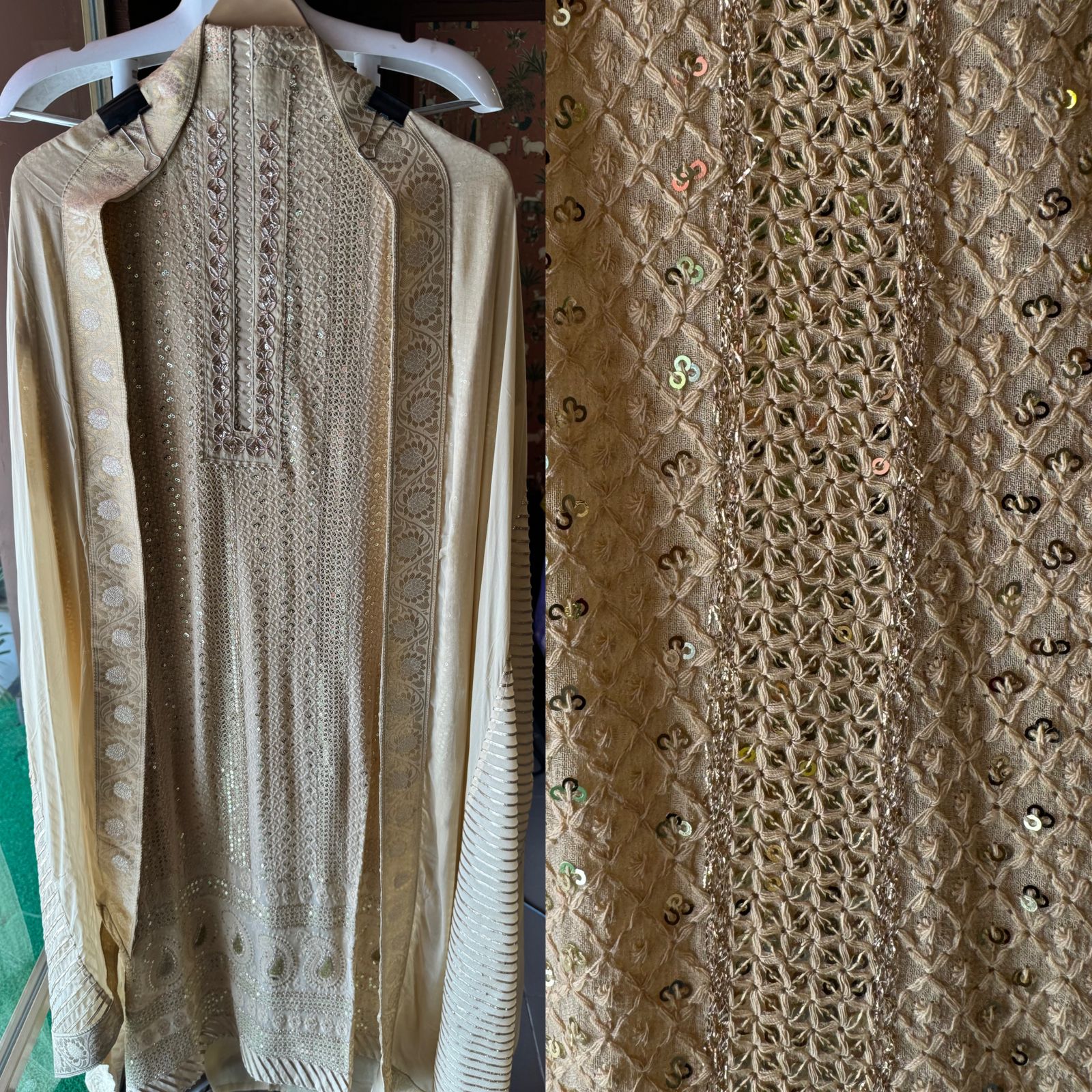 Soft and pure Georgette lakhnavi embroidered shirt