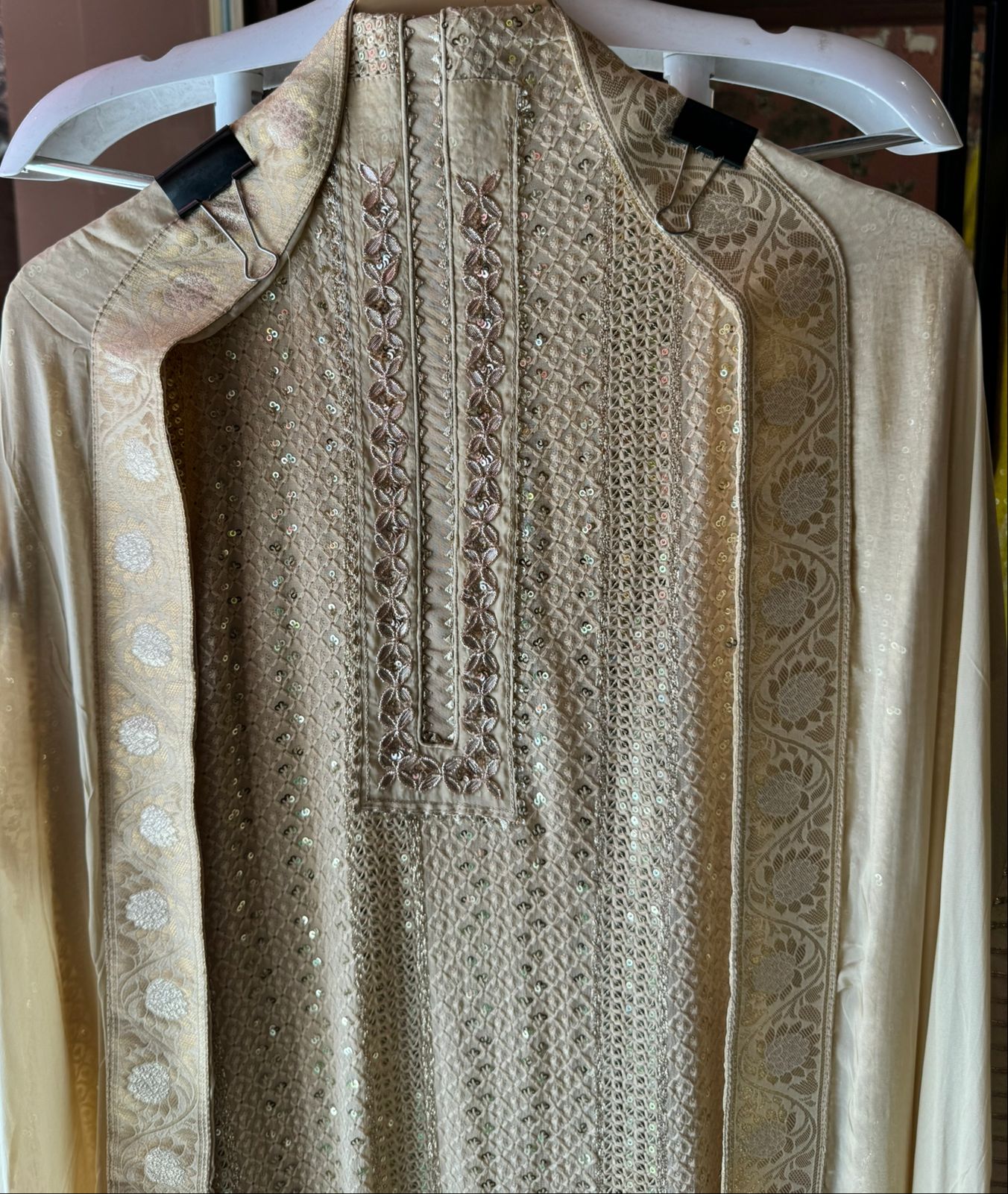 Soft and pure Georgette lakhnavi embroidered shirt