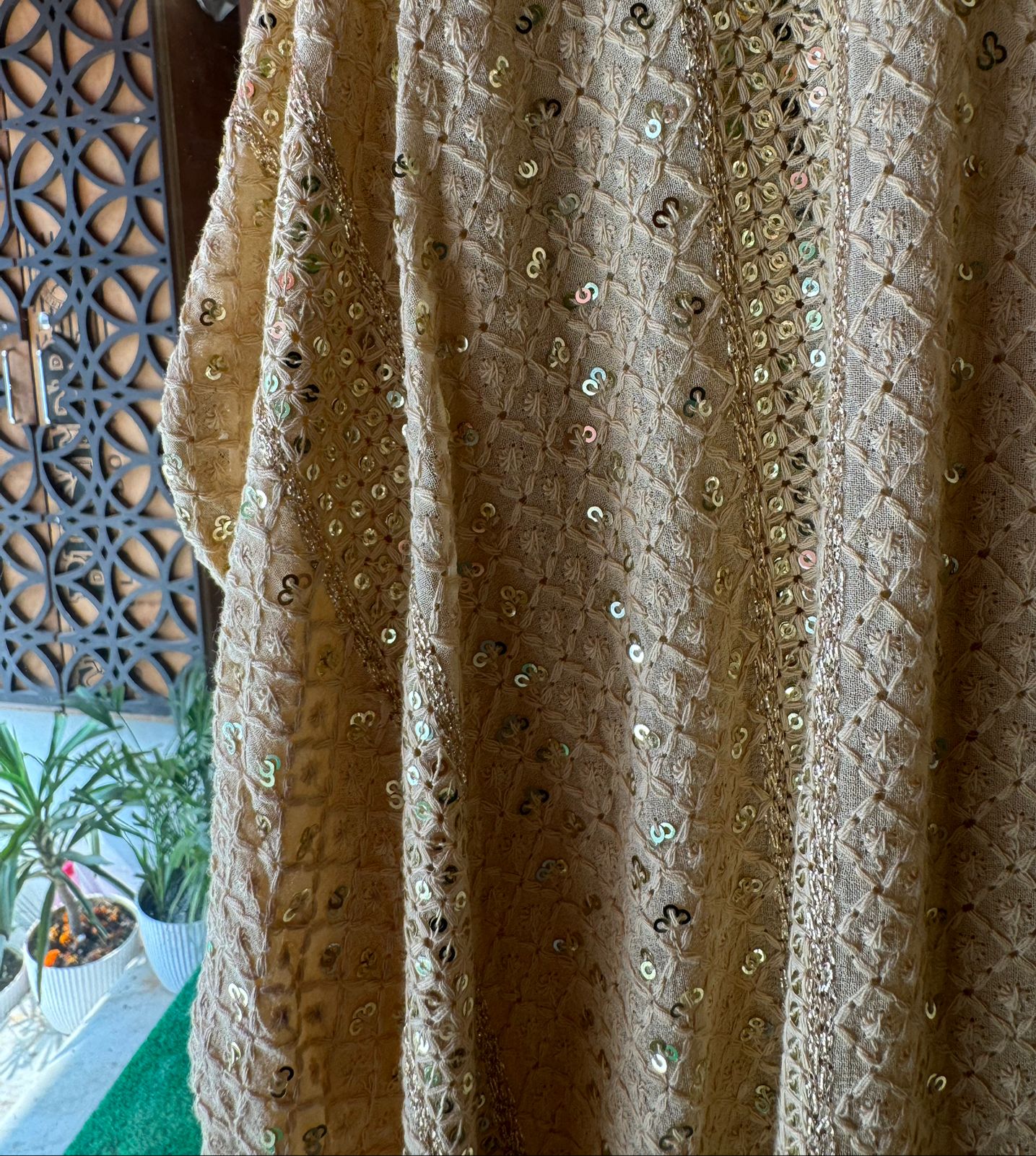 Soft and pure Georgette lakhnavi embroidered shirt