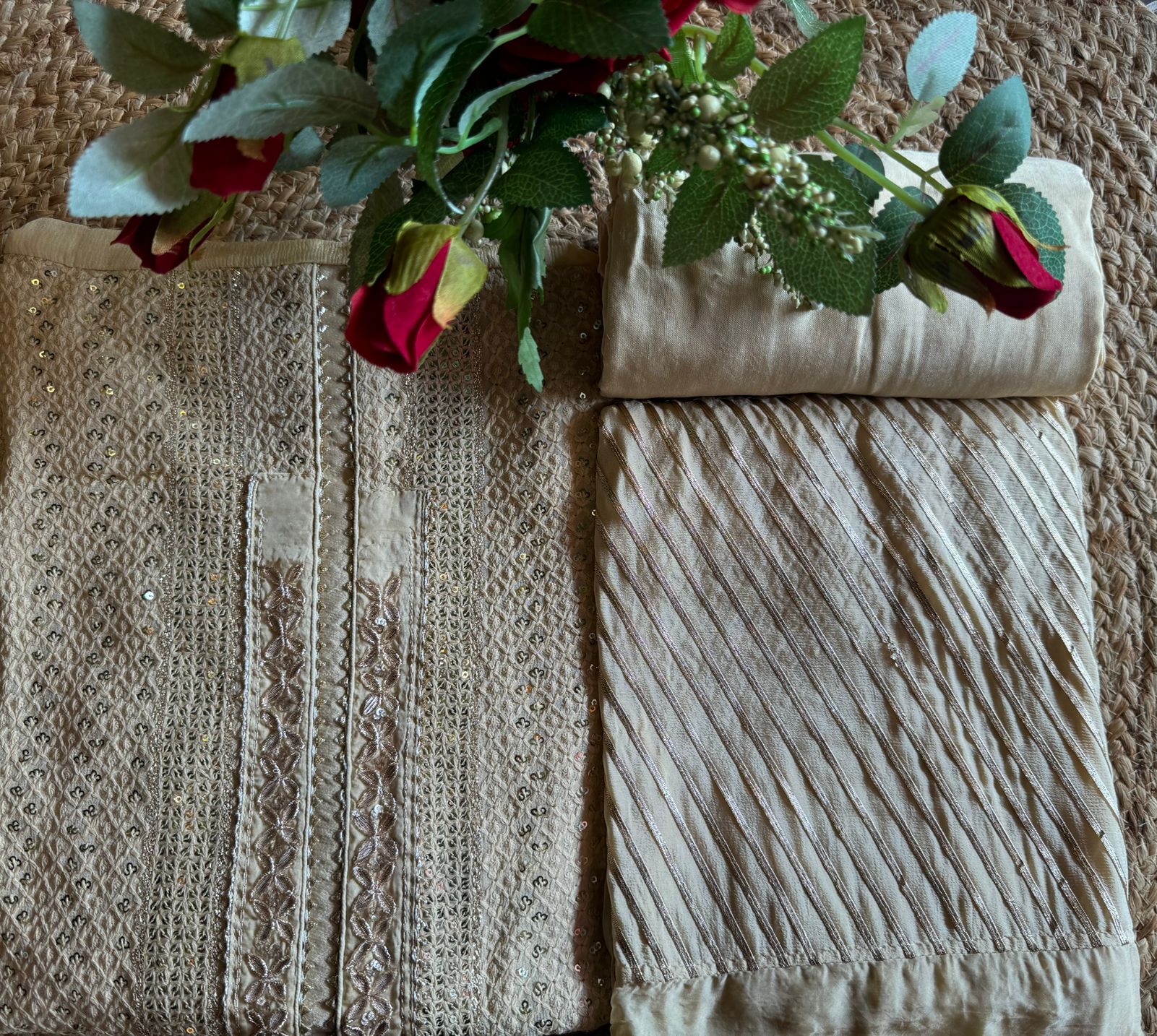 Soft and pure Georgette lakhnavi embroidered shirt