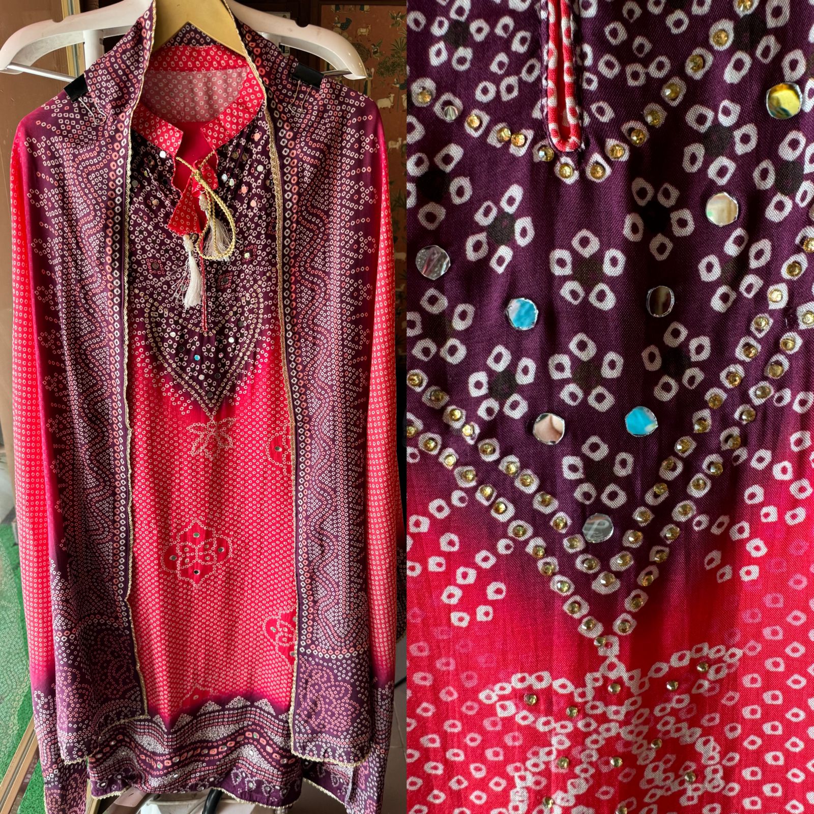 Pure silk  bandej ombre digital printed shirt