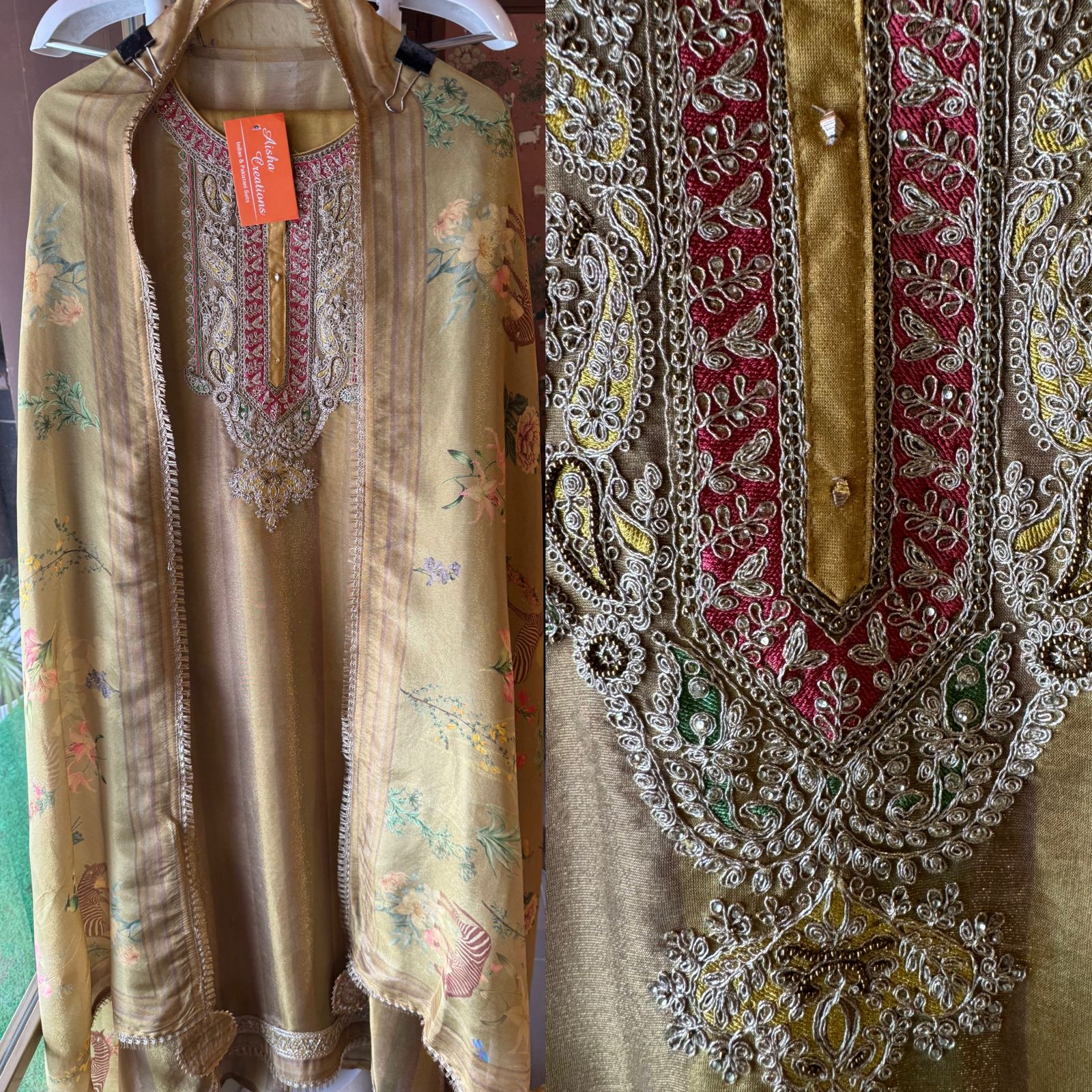 Beautiful self tissue shirt (Unstitched Kurta)