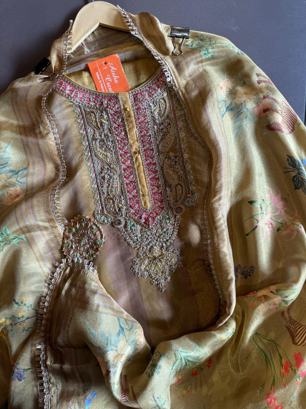 Beautiful self tissue shirt (Unstitched Kurta)