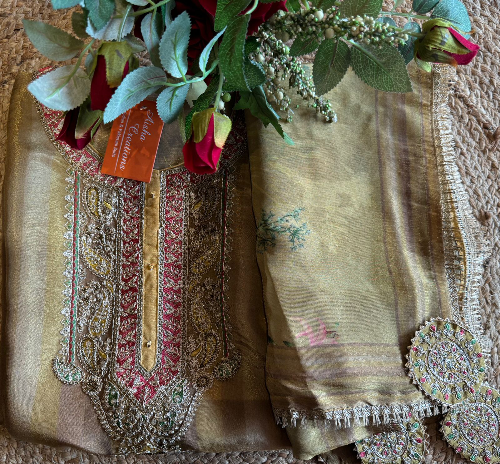 Beautiful self tissue shirt (Unstitched Kurta)