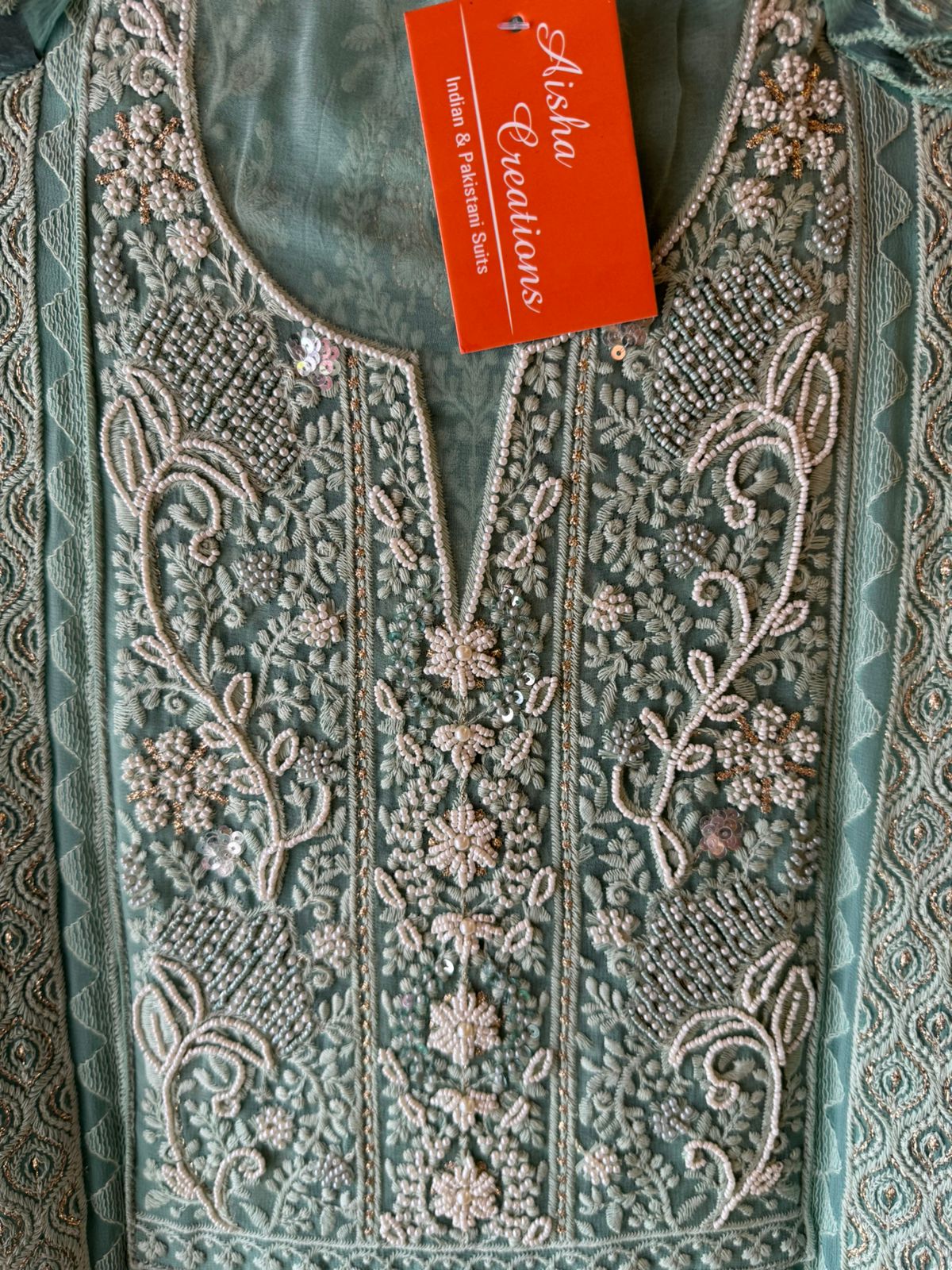 Pure Georgette Lakhnavi Embroidered Shirt