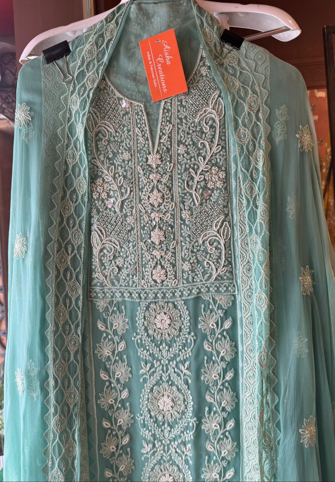 Pure Georgette Lakhnavi Embroidered Shirt