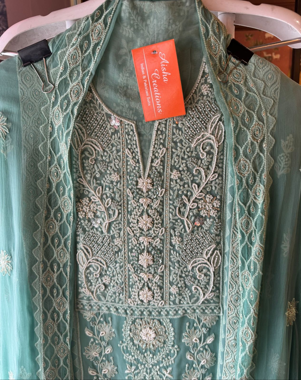 Pure Georgette Lakhnavi Embroidered Shirt