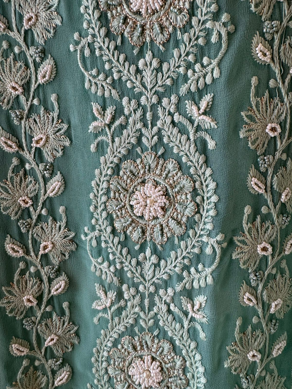 Pure Georgette Lakhnavi Embroidered Shirt