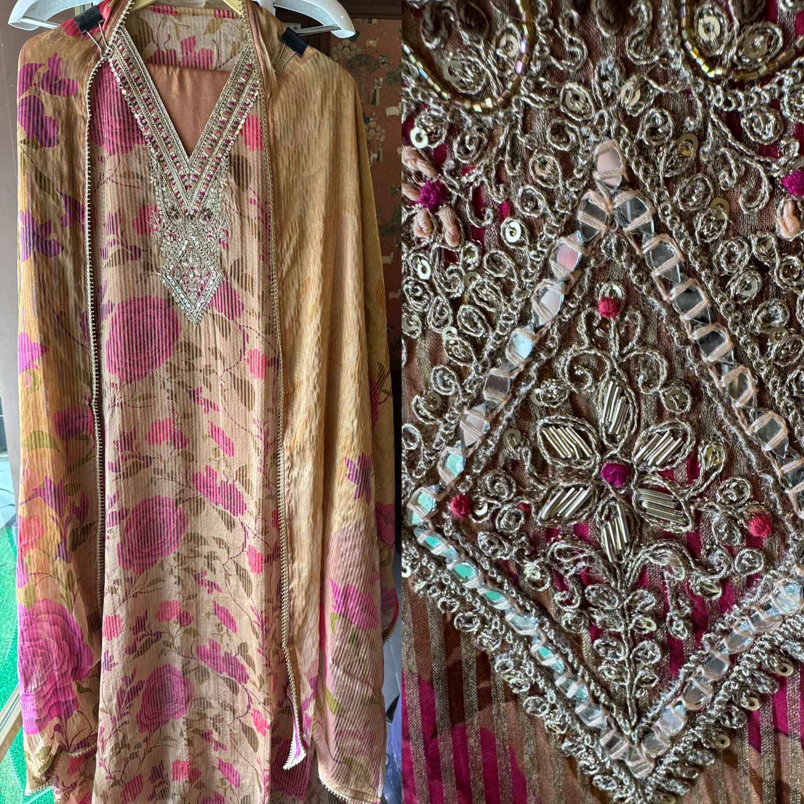 Self Organza digital floral printed Shirt