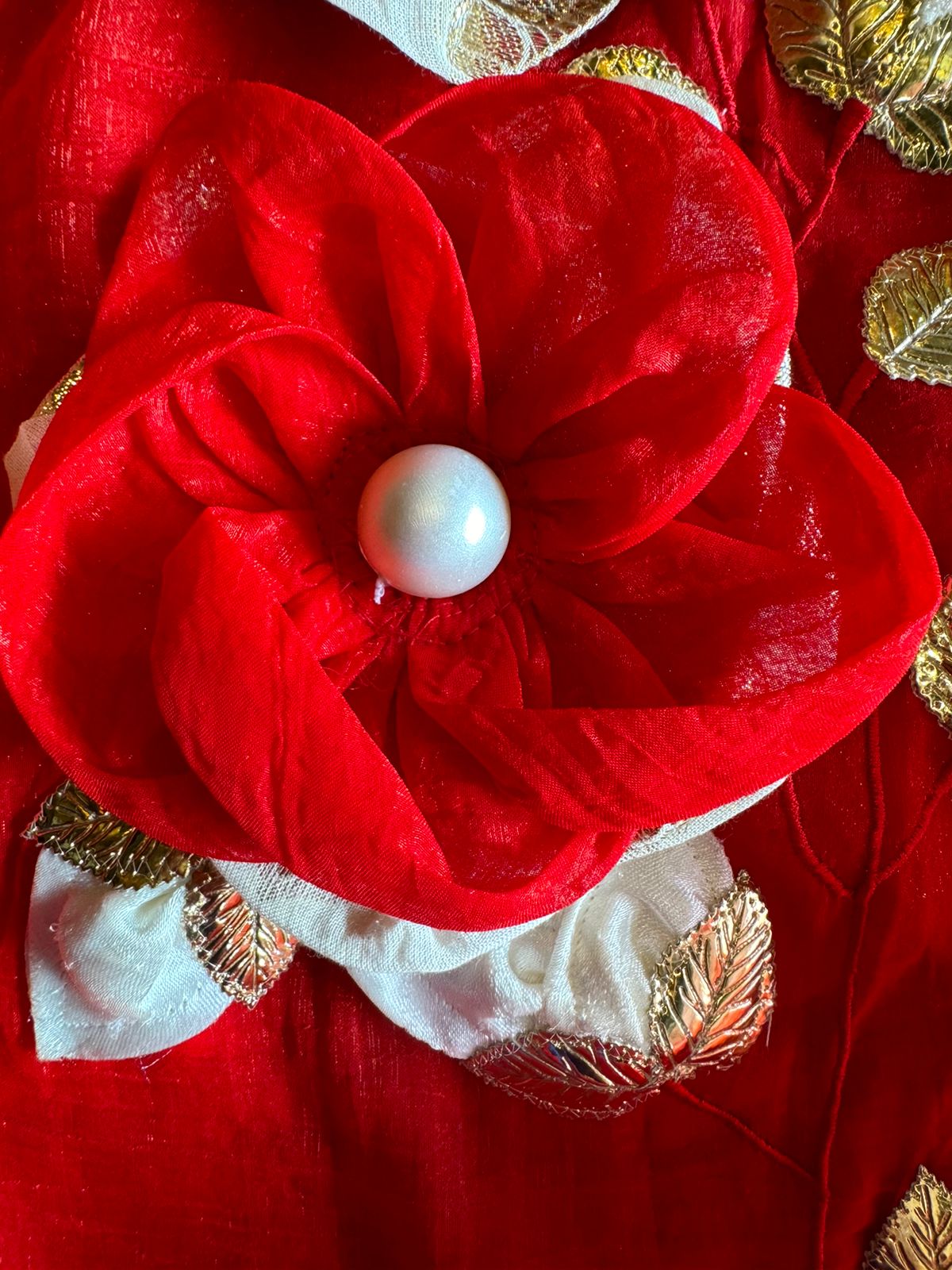 Crushed tissue unstitched kurta with 3D Floral design