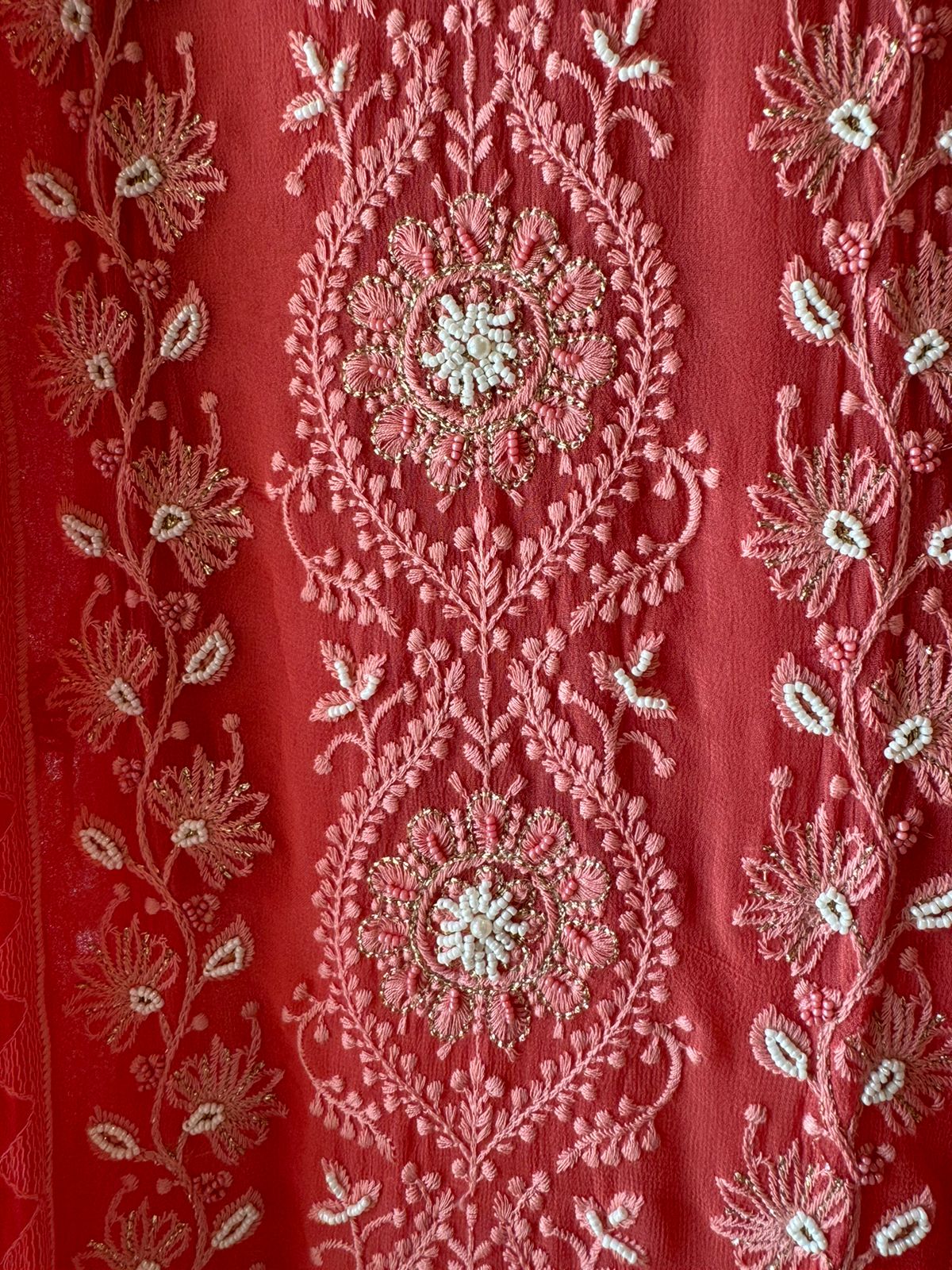 Pure Georgette Lakhnavi Embroidered Shirt