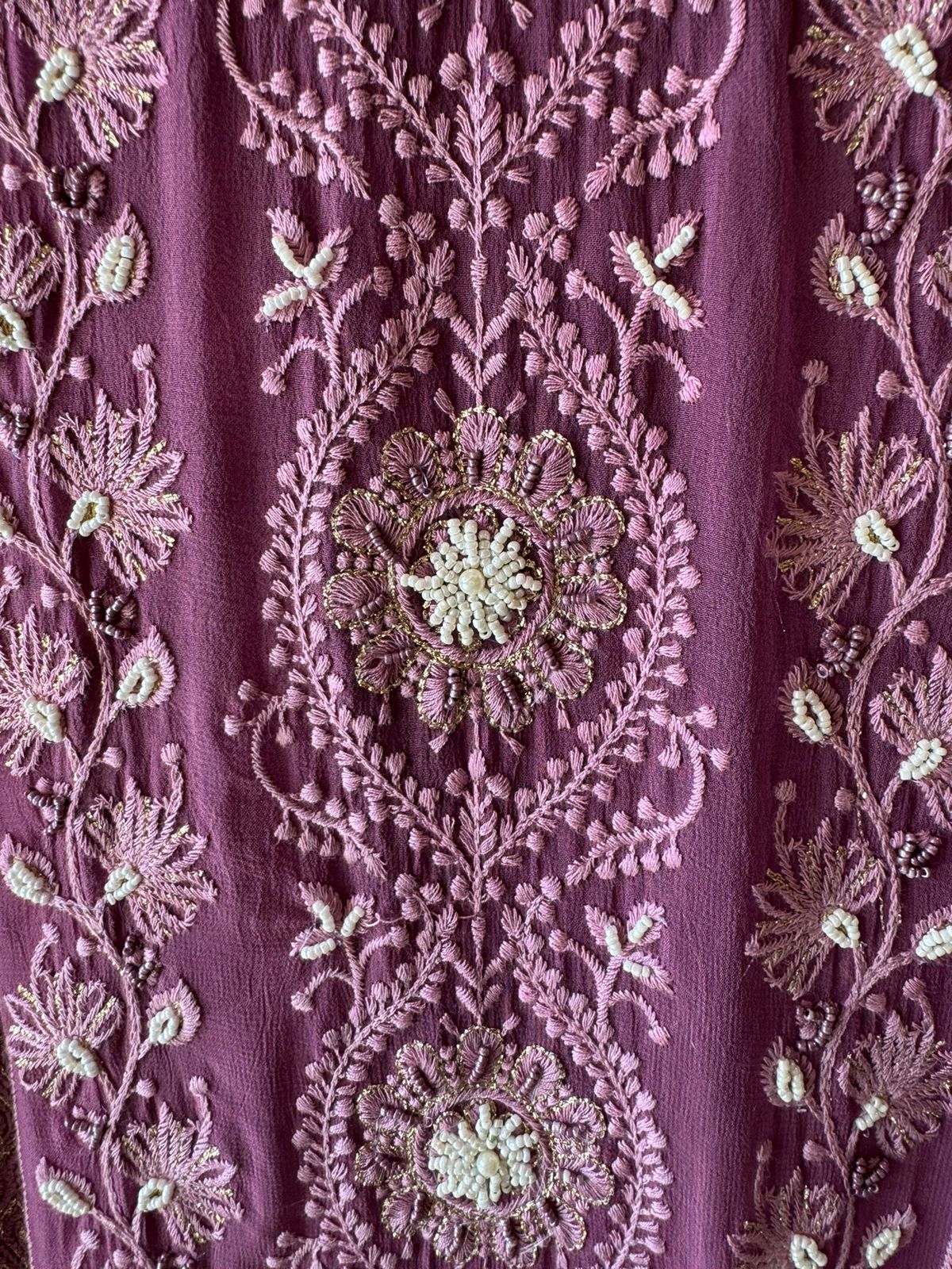 Pure Georgette Lakhnavi Embroidered Shirt