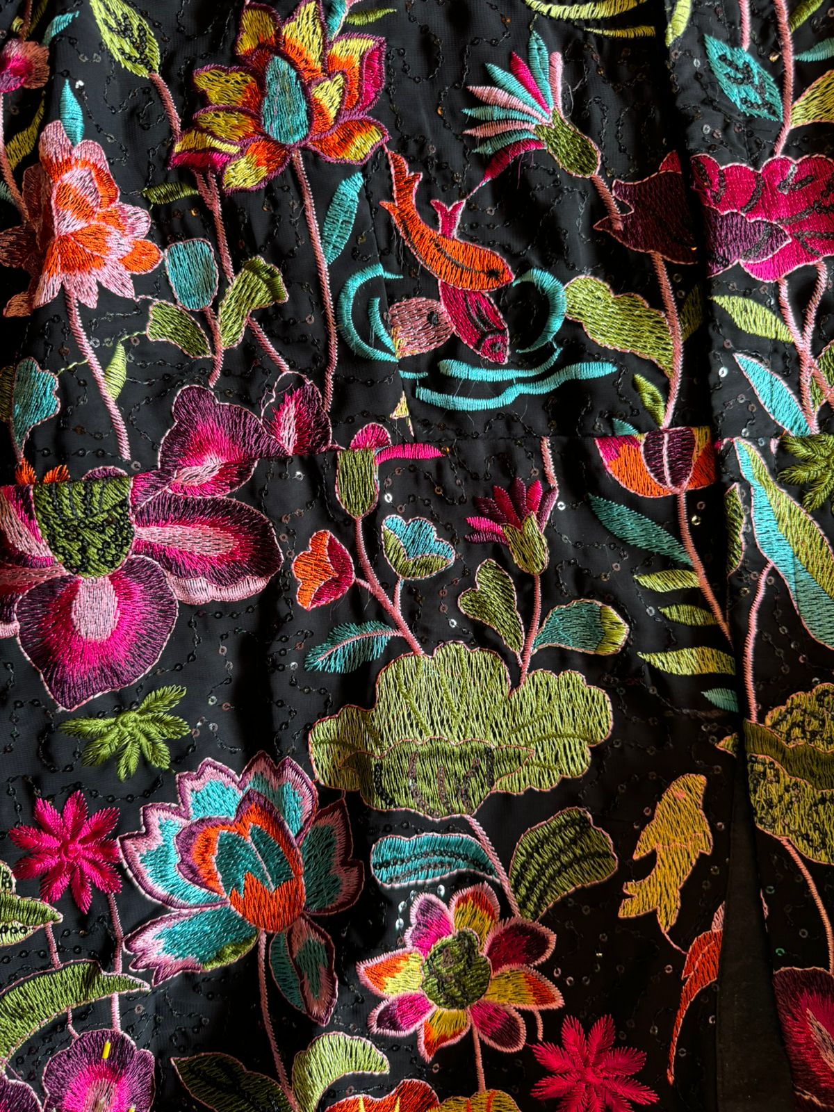 Georgette Kurta with thread embroidered