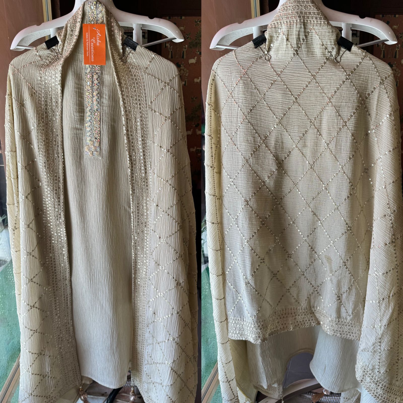 Pure crushed tissue shimmer Shirt (Unstitched)