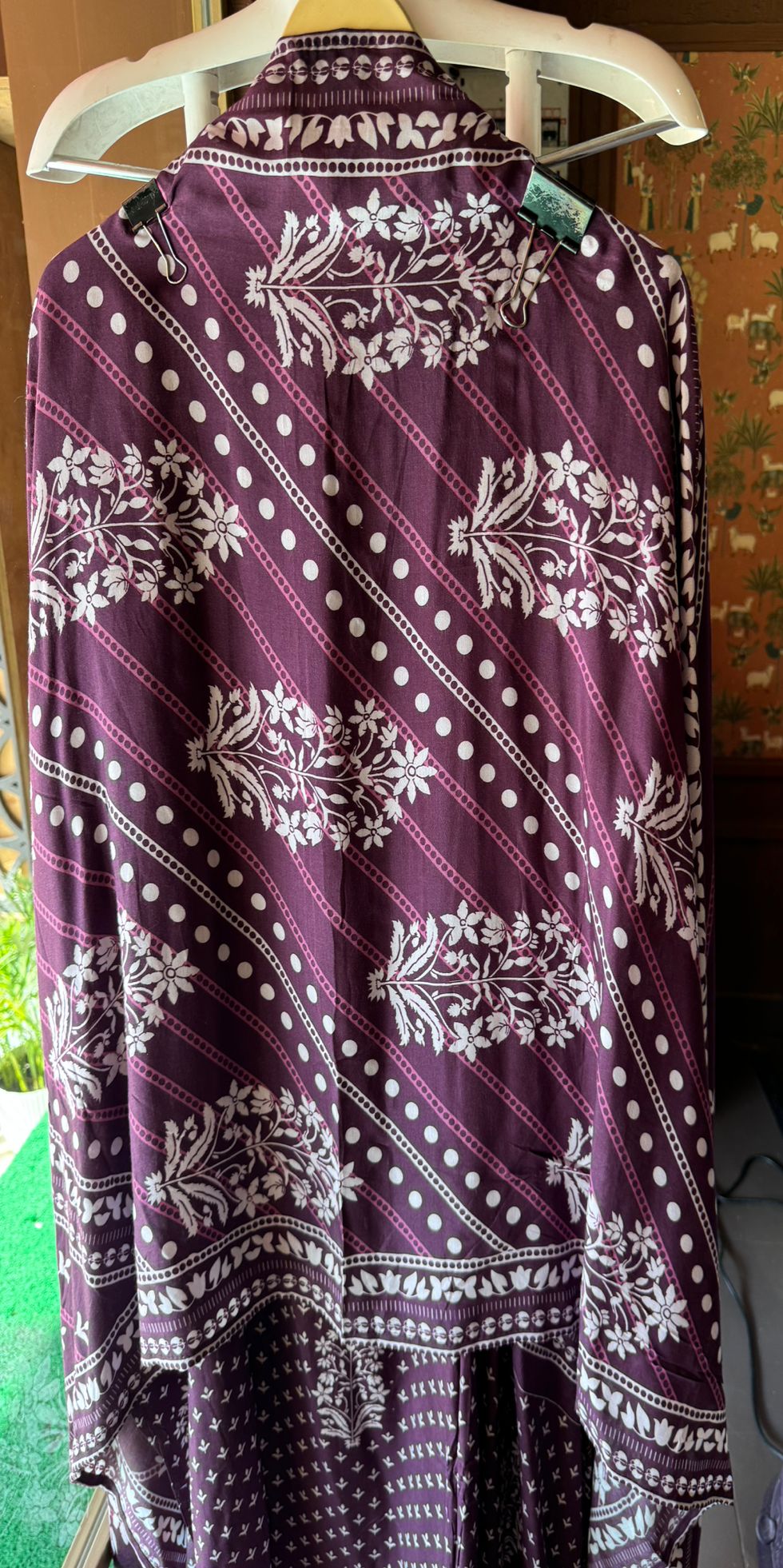 Pure Muslin Suit in Dark wine colour