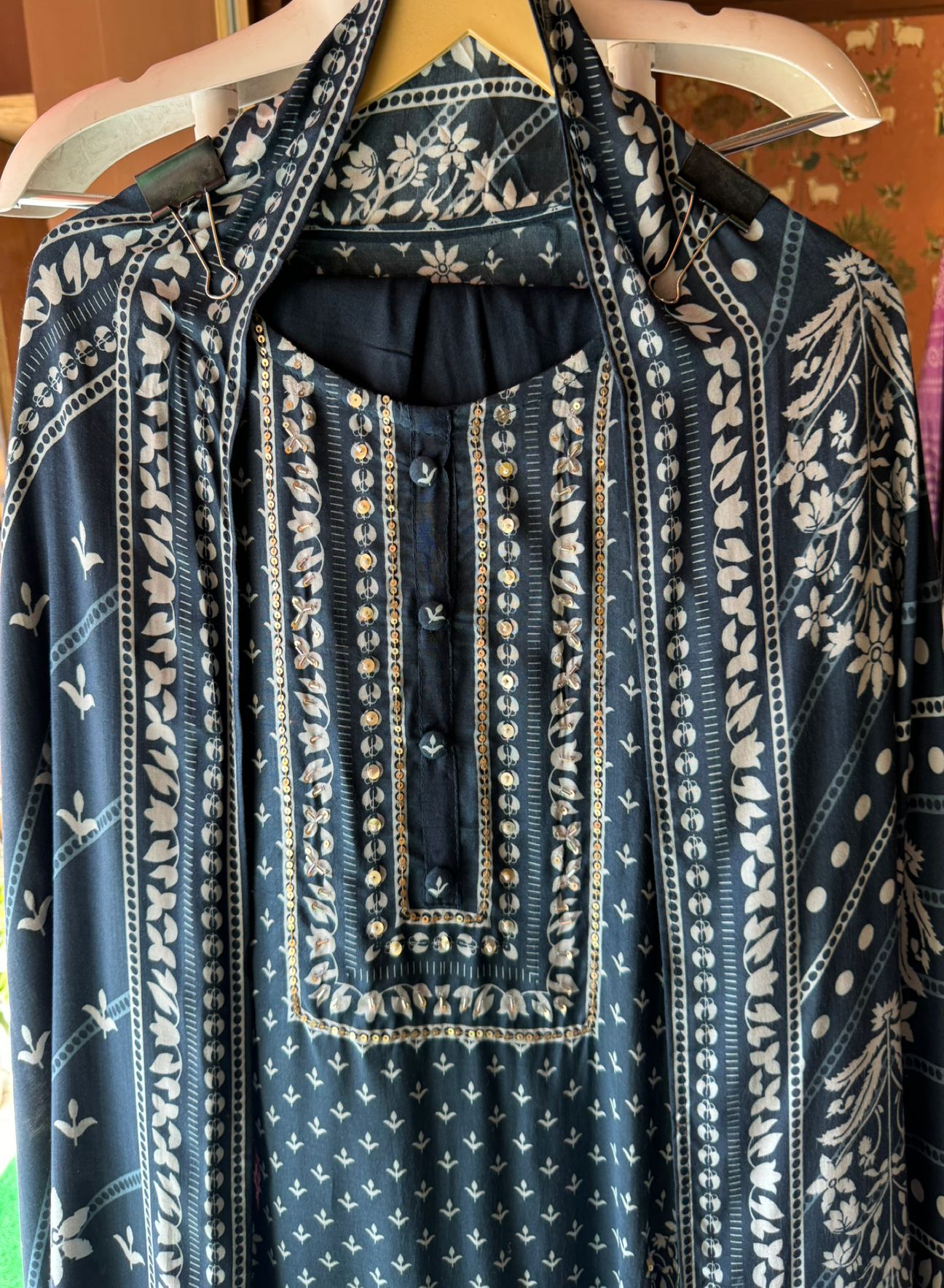 Pure Muslin Suit in Dark wine colour