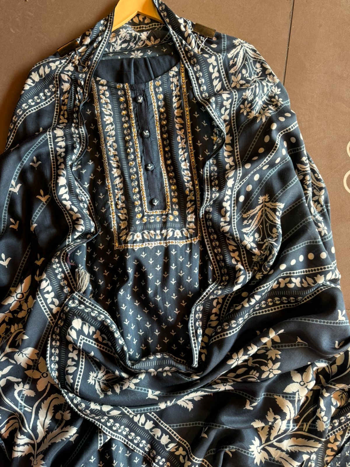 Pure Muslin Suit in Dark wine colour