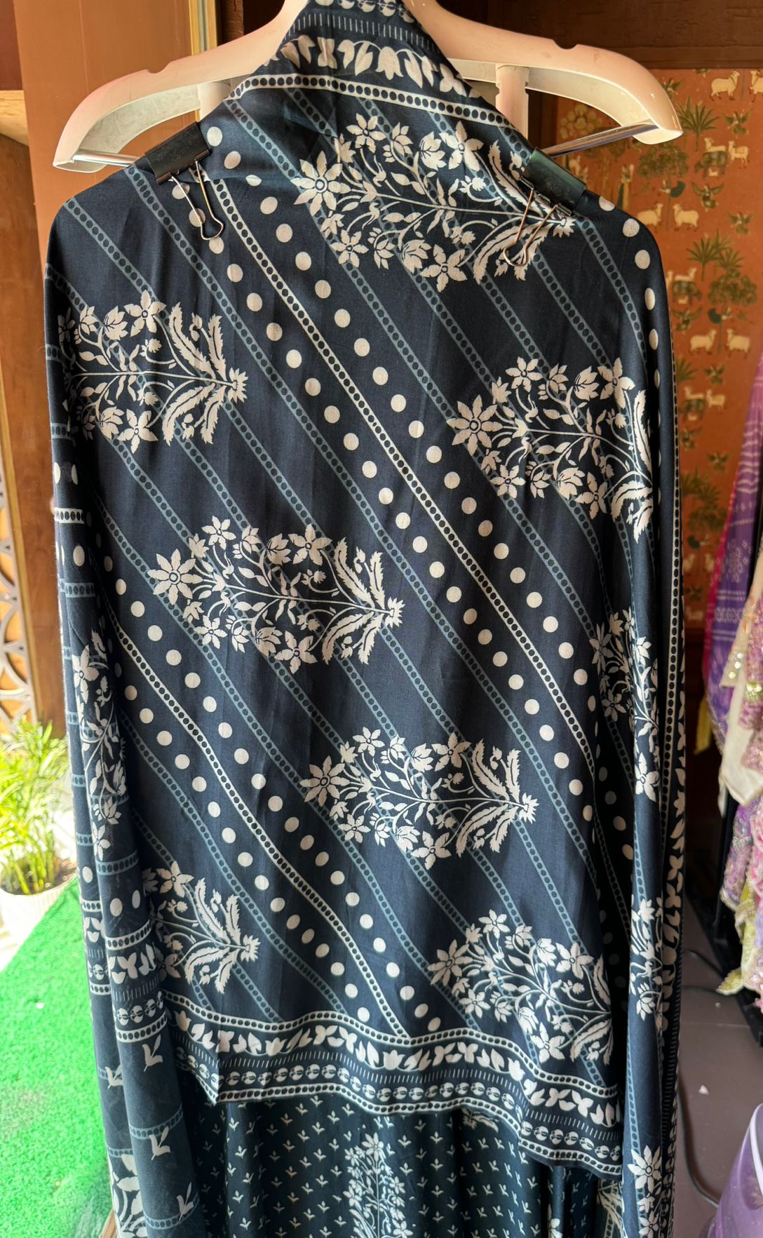 Pure Muslin Suit in Dark wine colour