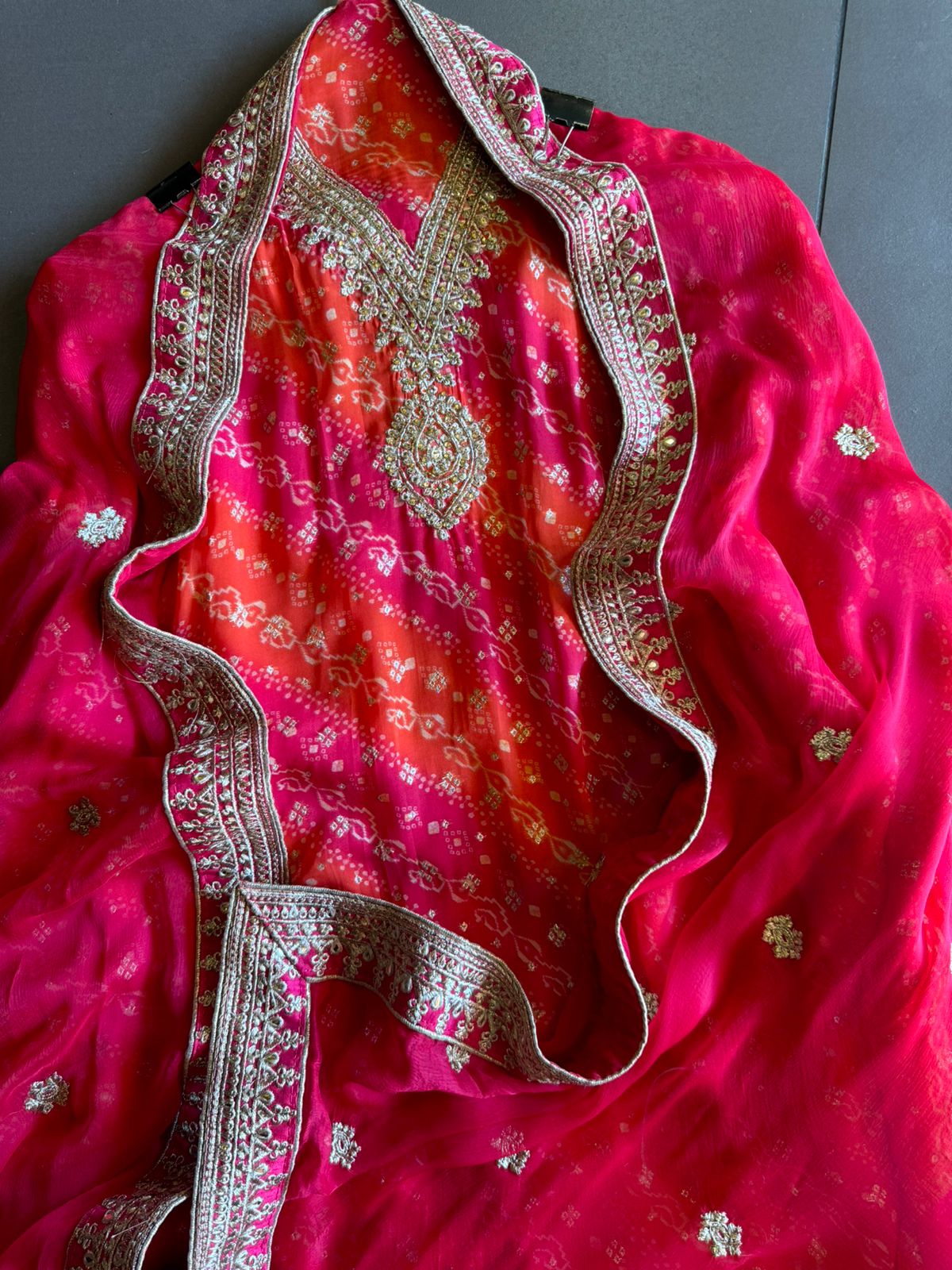 Soft organza bandhani Printed shirt