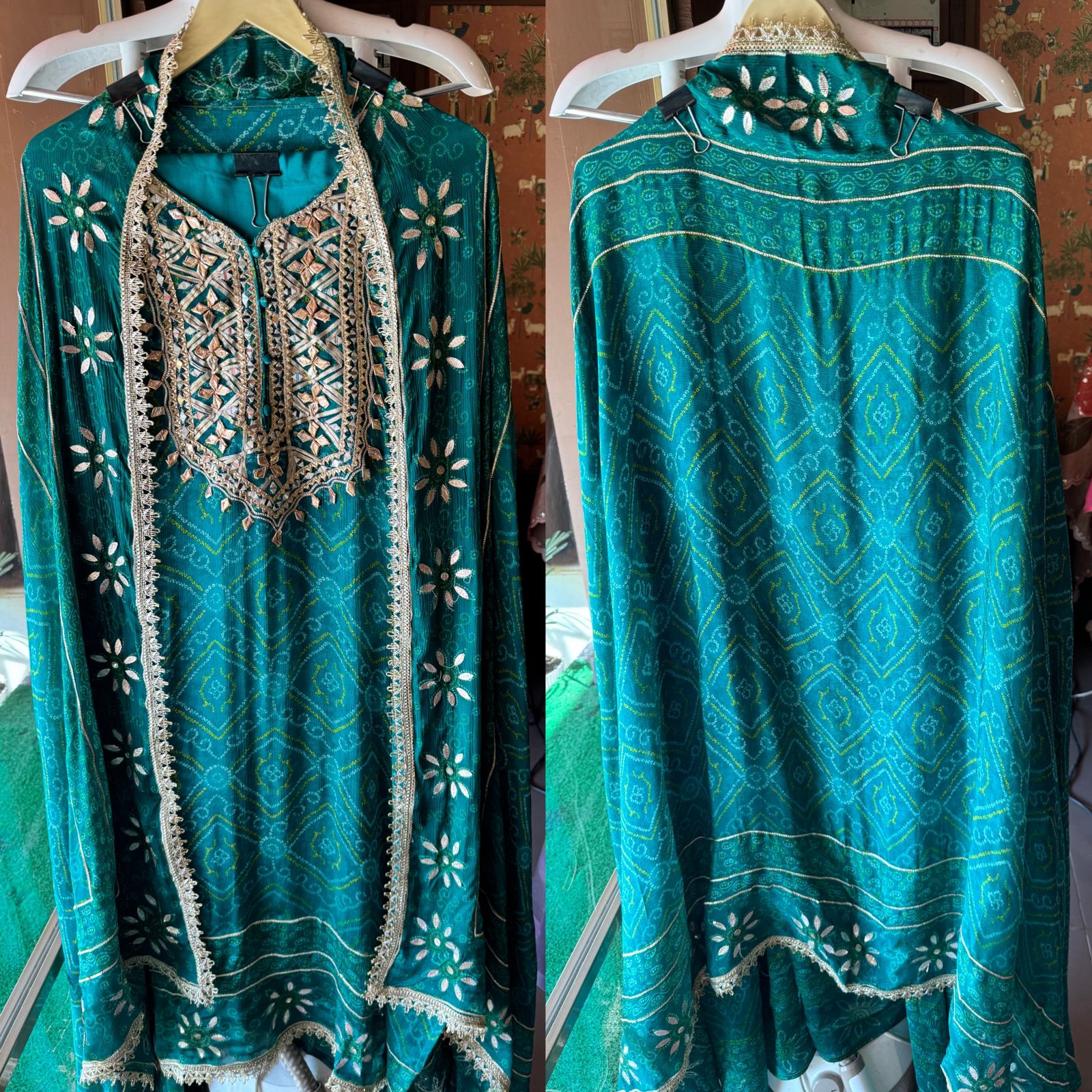 Pure chinon bandhani Printed shirt