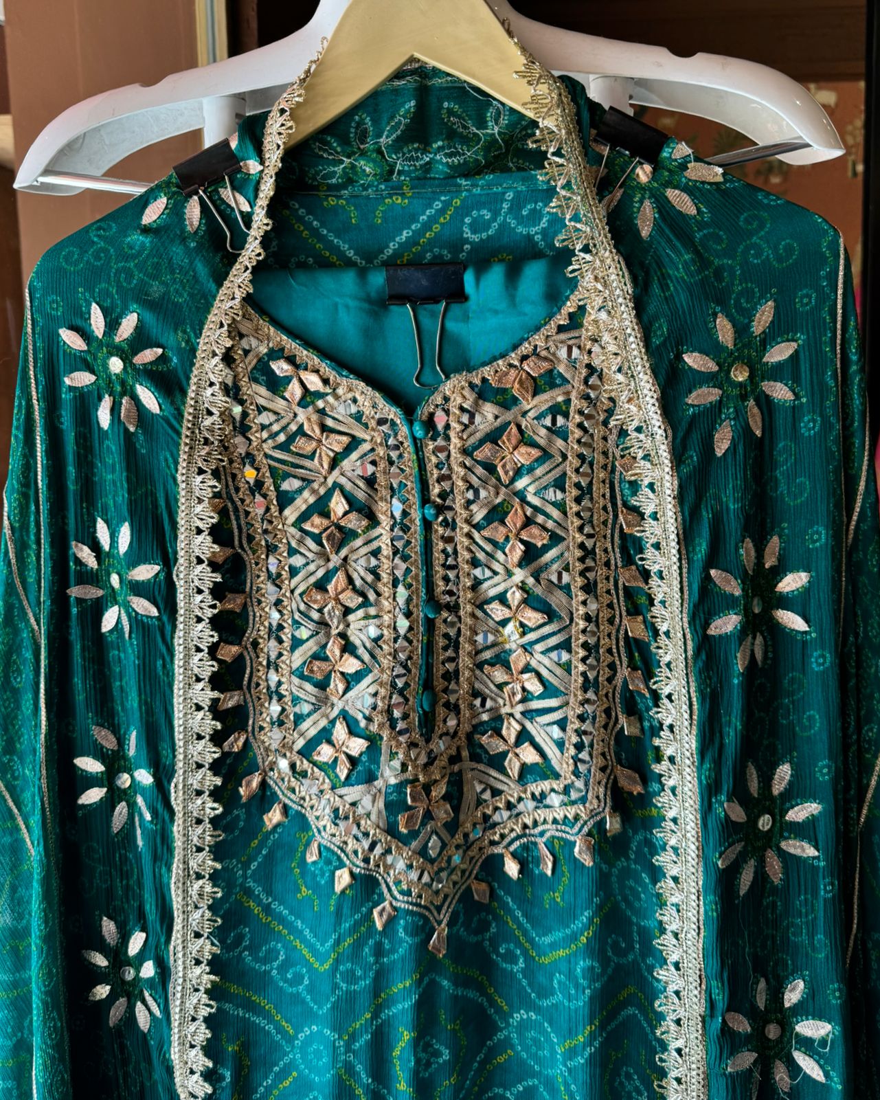 Pure chinon bandhani Printed shirt