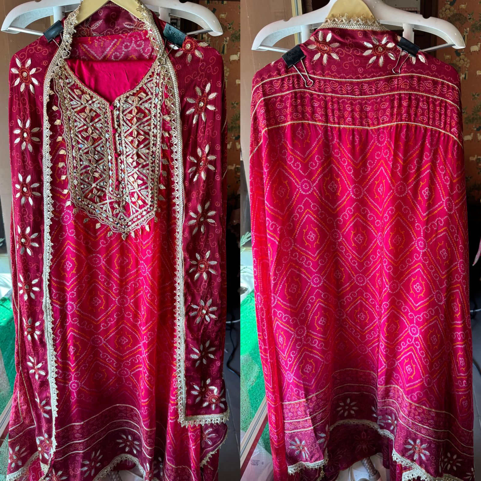 Pure chinon bandhani Printed shirt