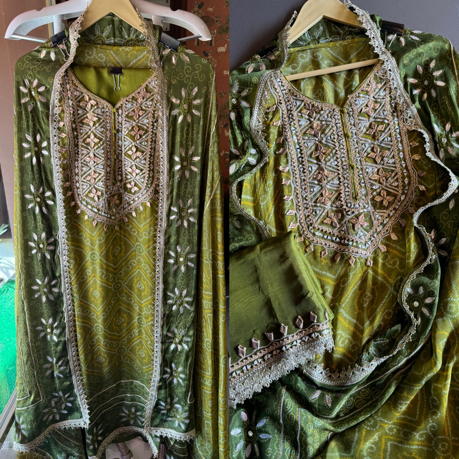 Pure chinon bandhani Printed shirt