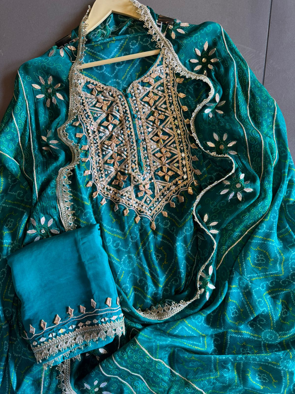 Pure chinon bandhani Printed shirt