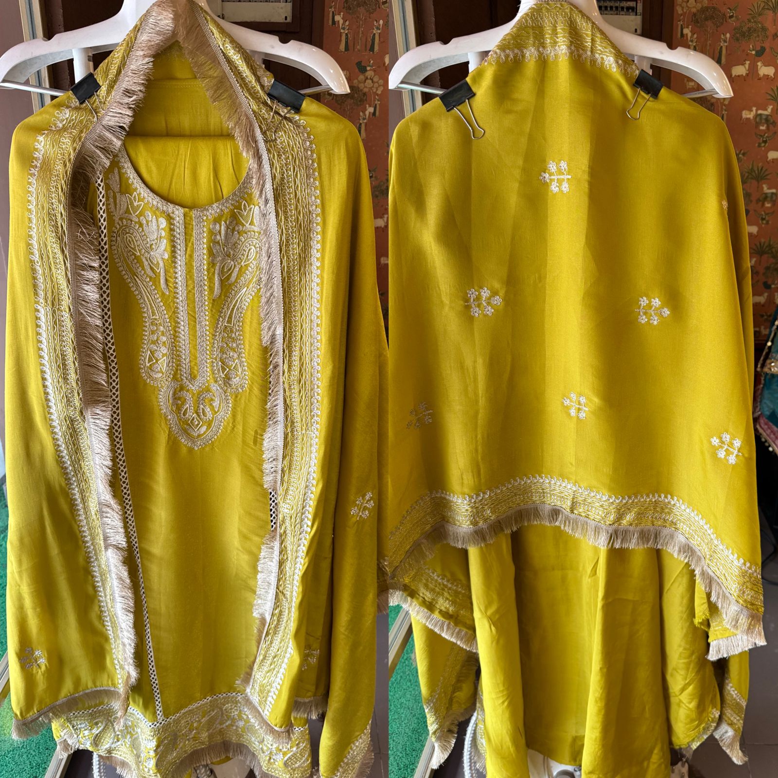 Silk jacquard unstitched shirt