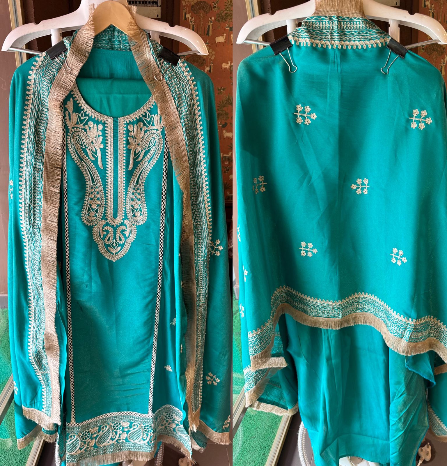 Silk jacquard unstitched shirt