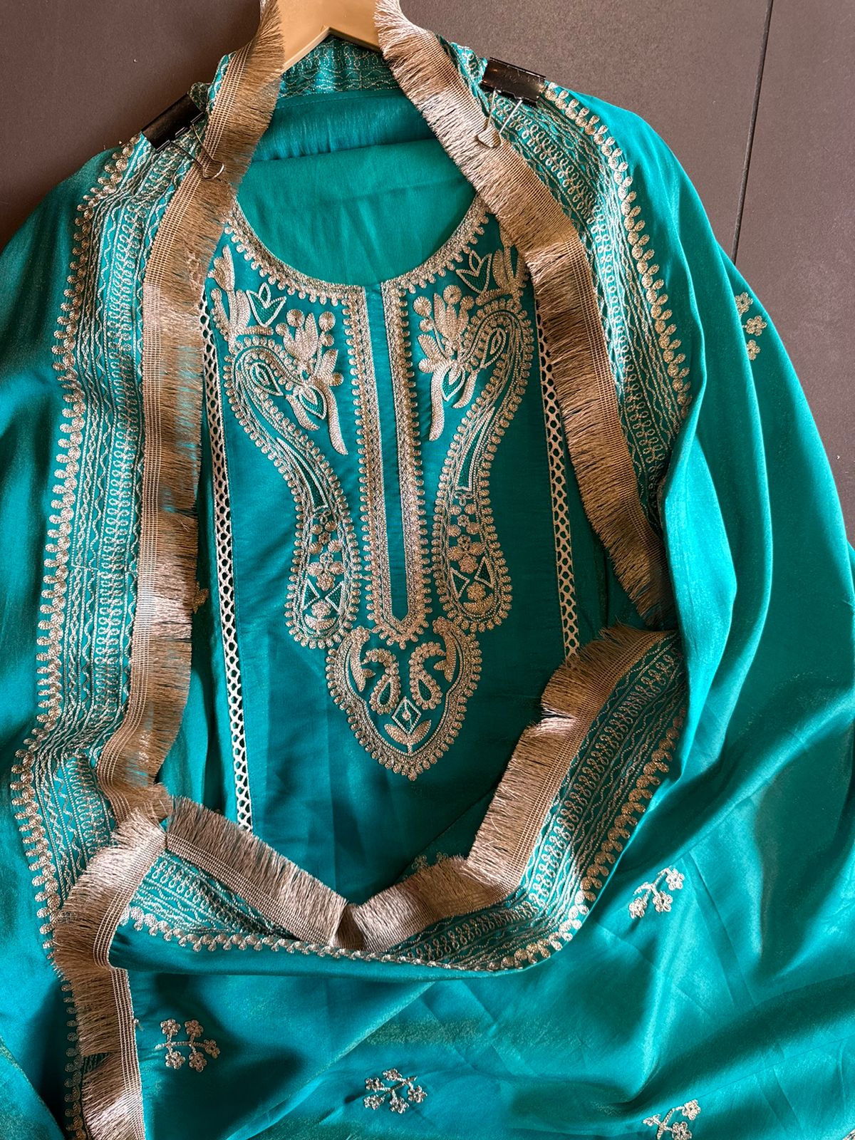 Silk jacquard unstitched shirt