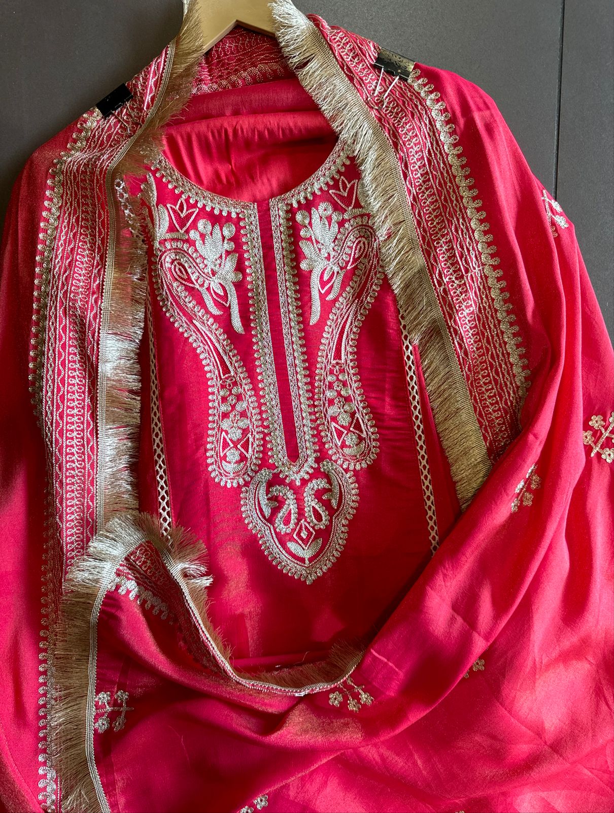 Silk jacquard unstitched shirt