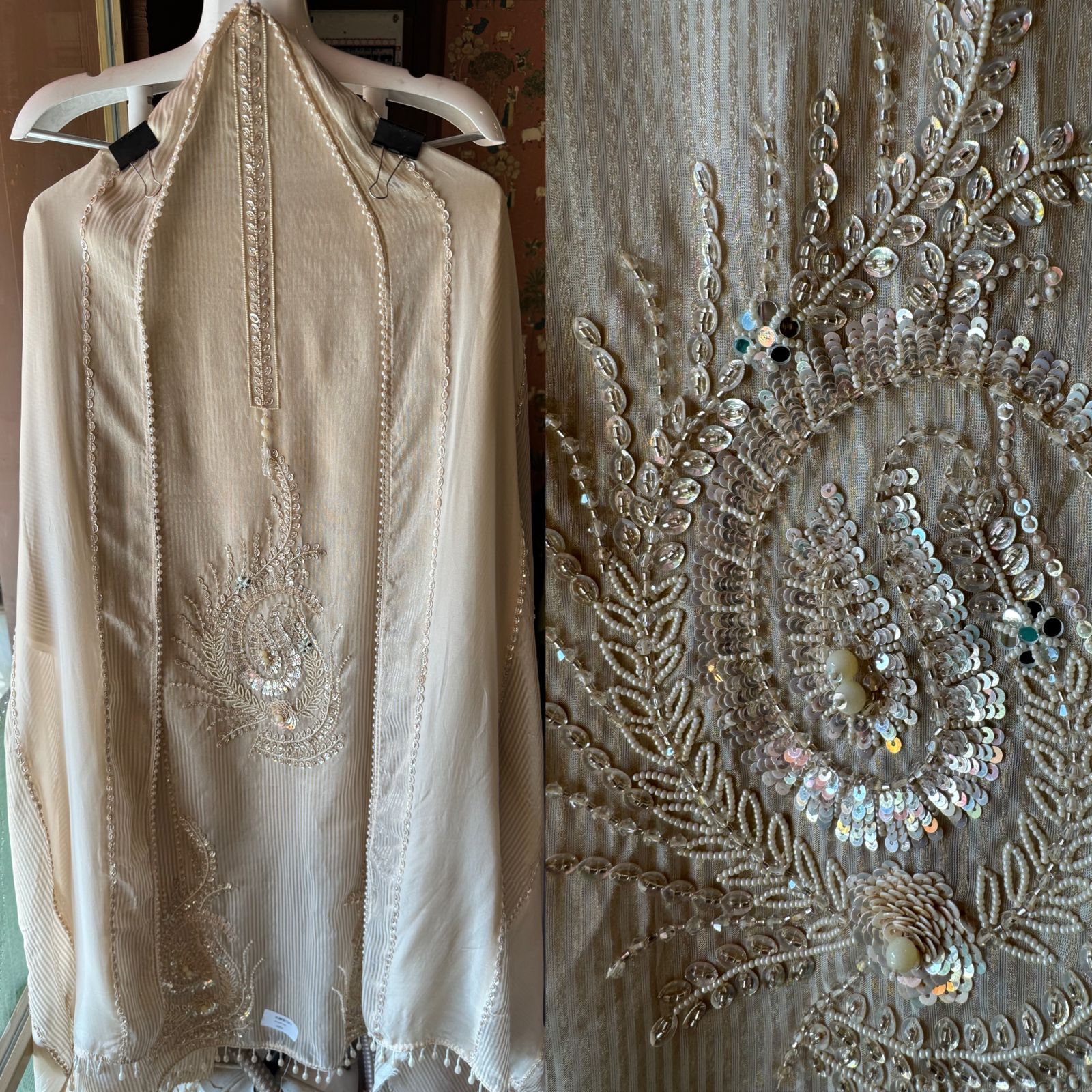 Self tissue with Gold stripes on the fabric used for shirt