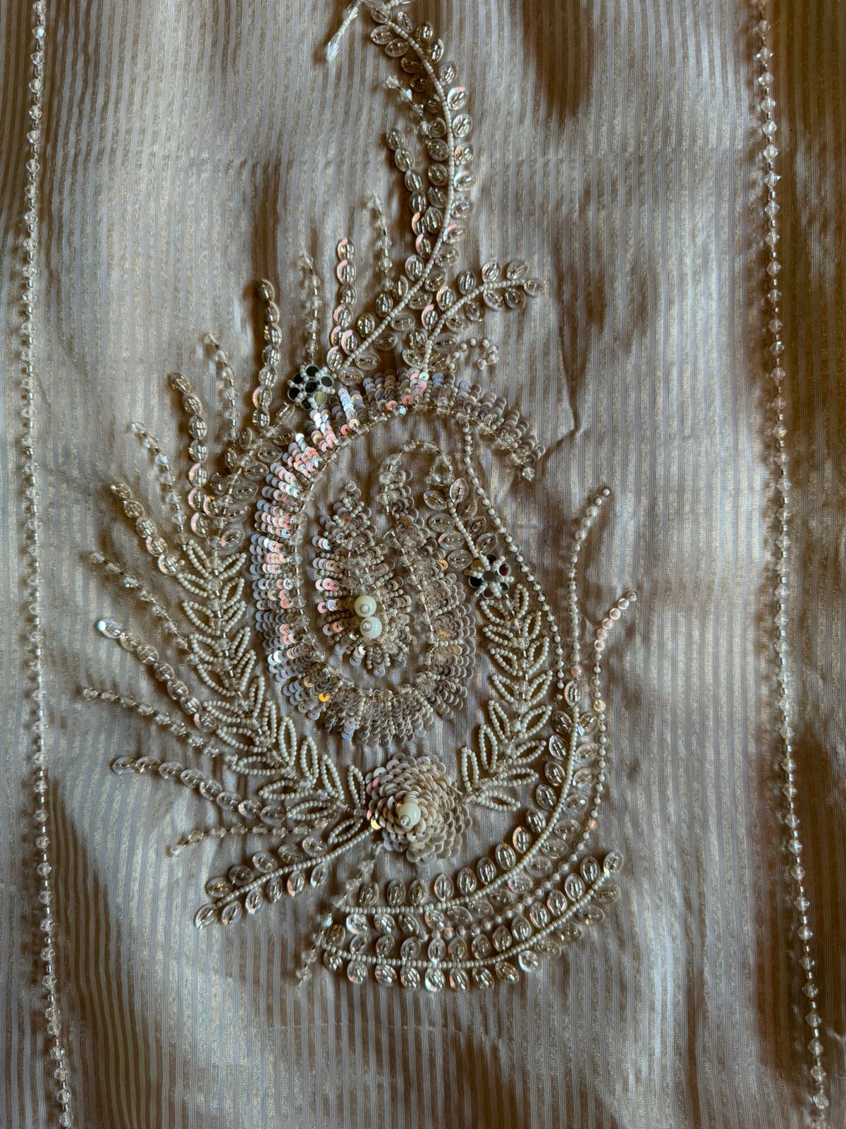 Self tissue with Gold stripes on the fabric used for shirt