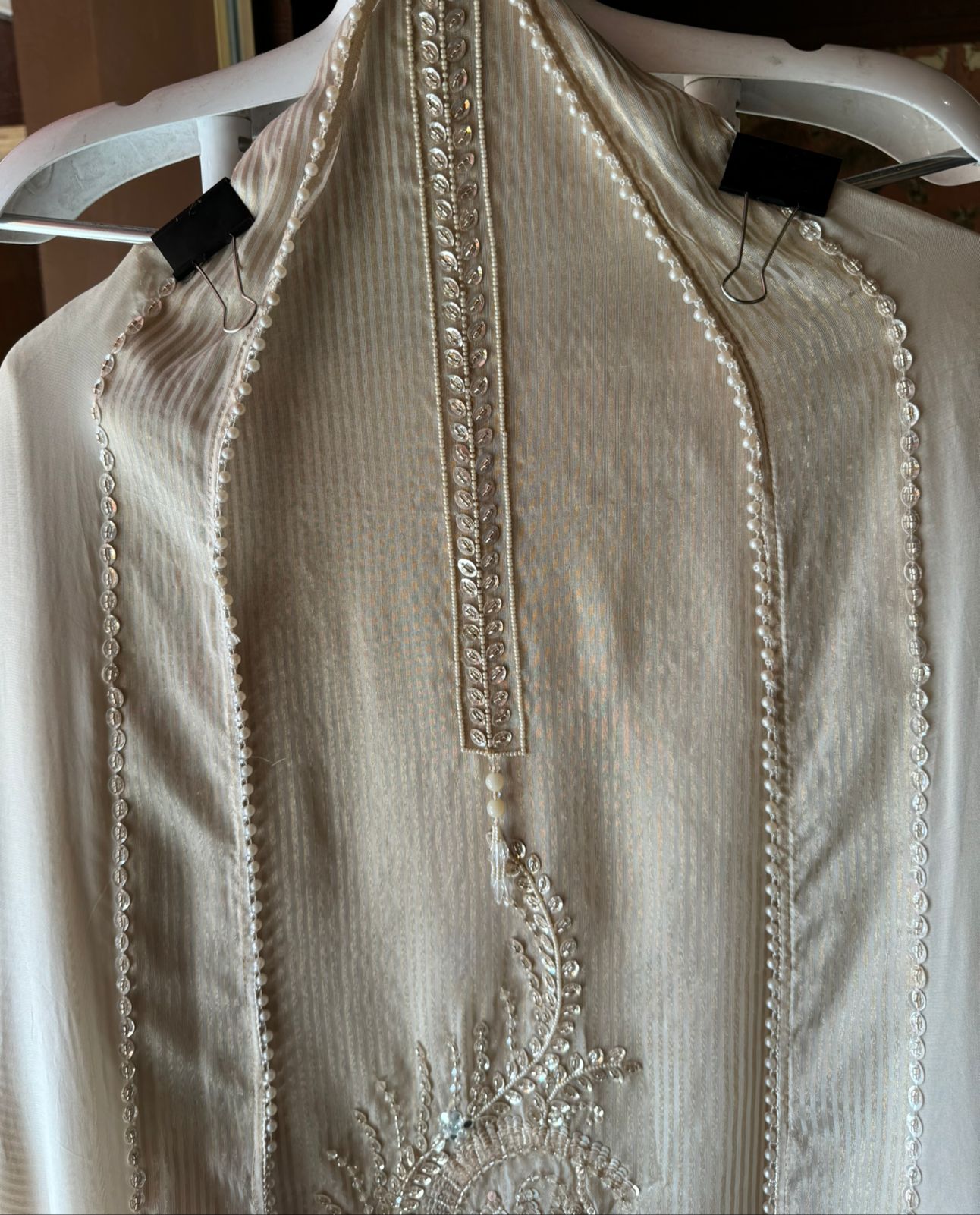 Self tissue with Gold stripes on the fabric used for shirt