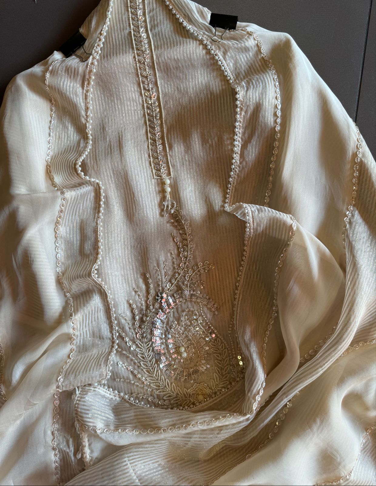 Self tissue with Gold stripes on the fabric used for shirt