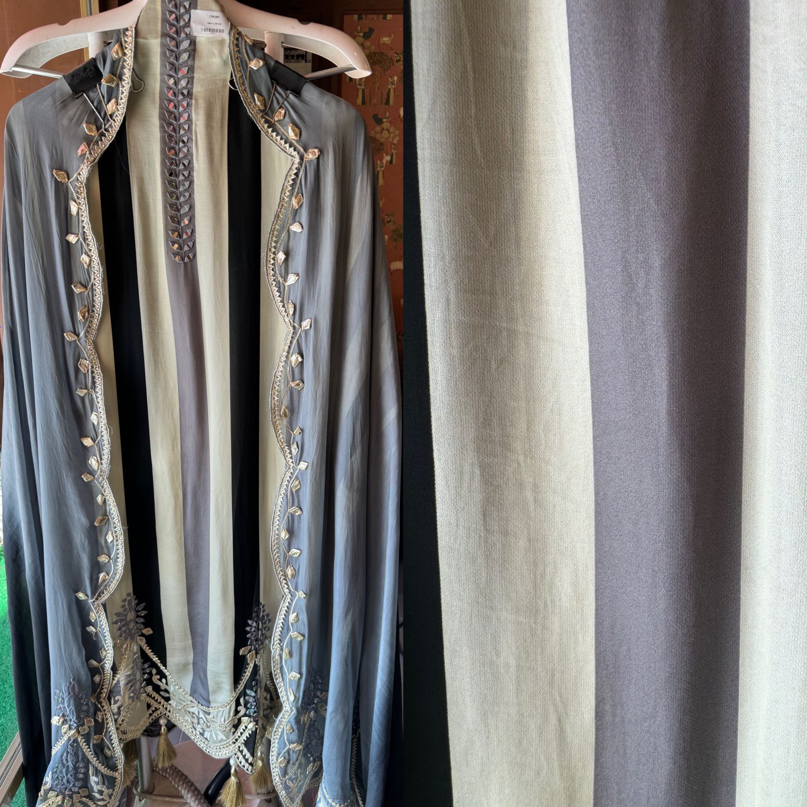 Stripes Organza silk Shirt (Unstitched)