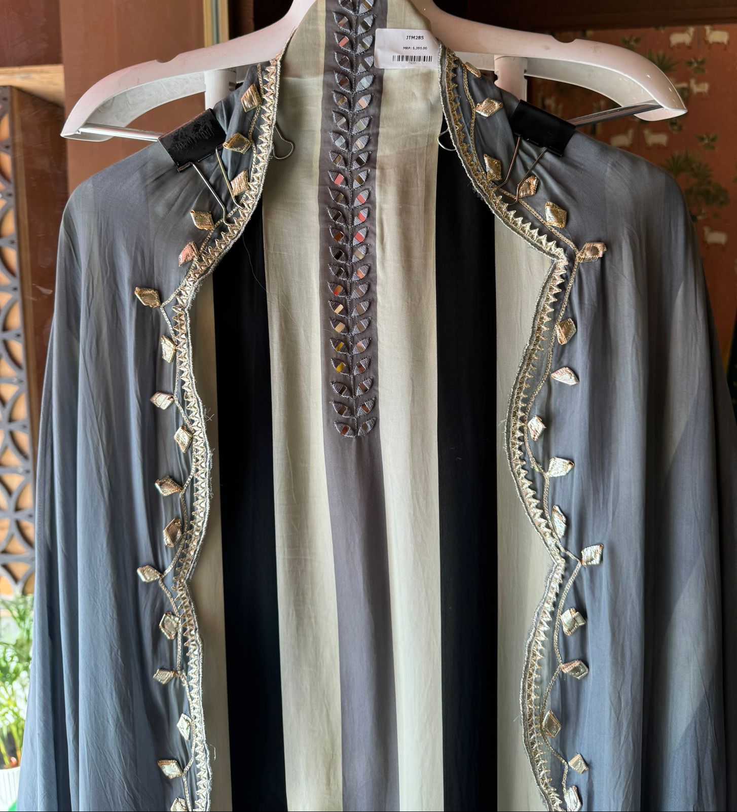 Stripes Organza silk Shirt (Unstitched)