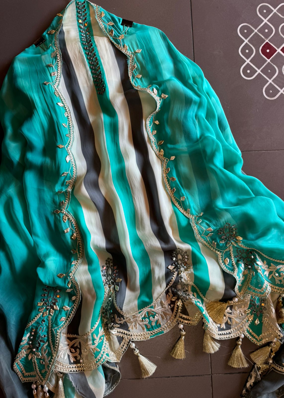 Stripes Organza silk Shirt (Unstitched)