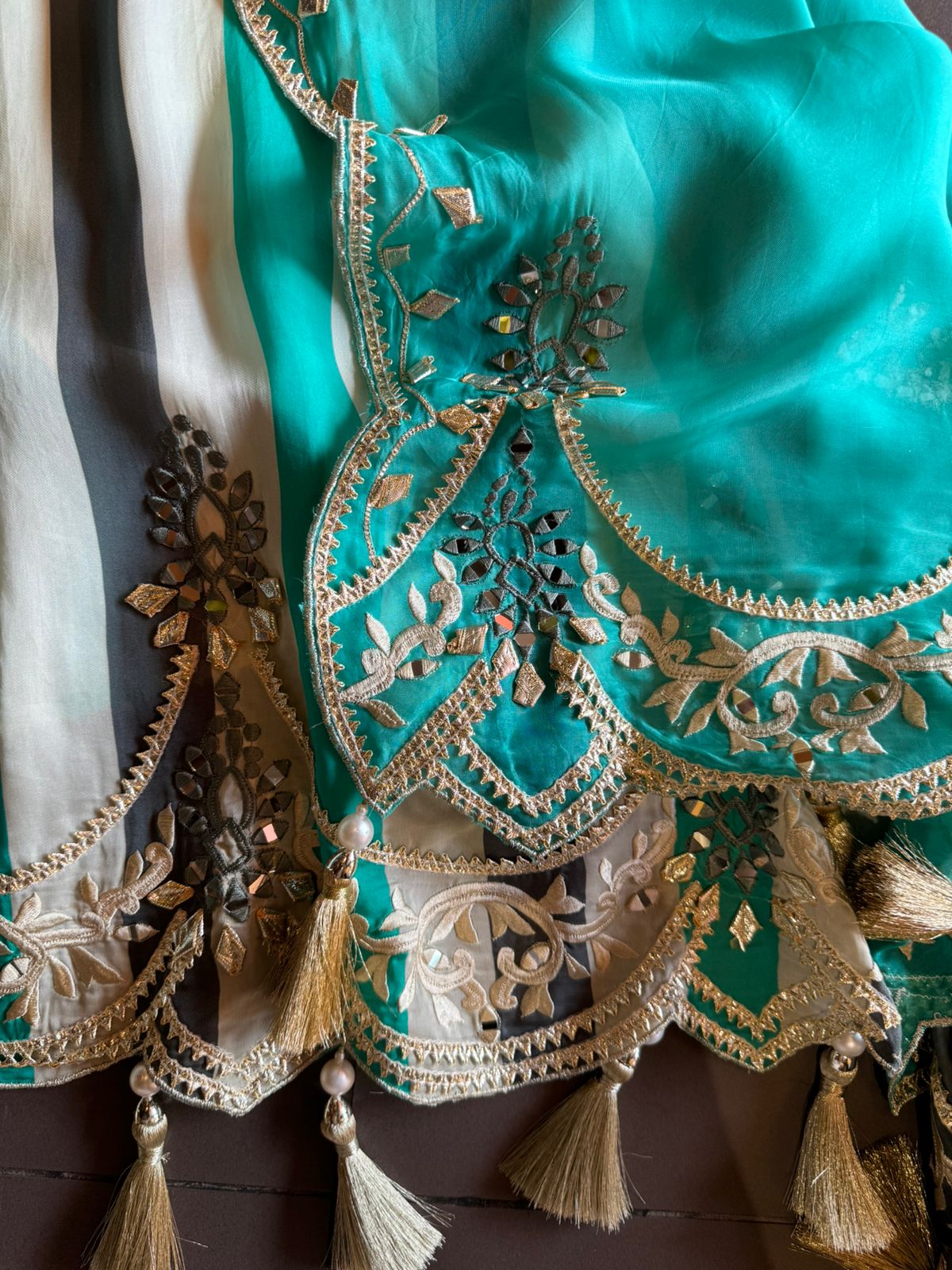 Stripes Organza silk Shirt (Unstitched)